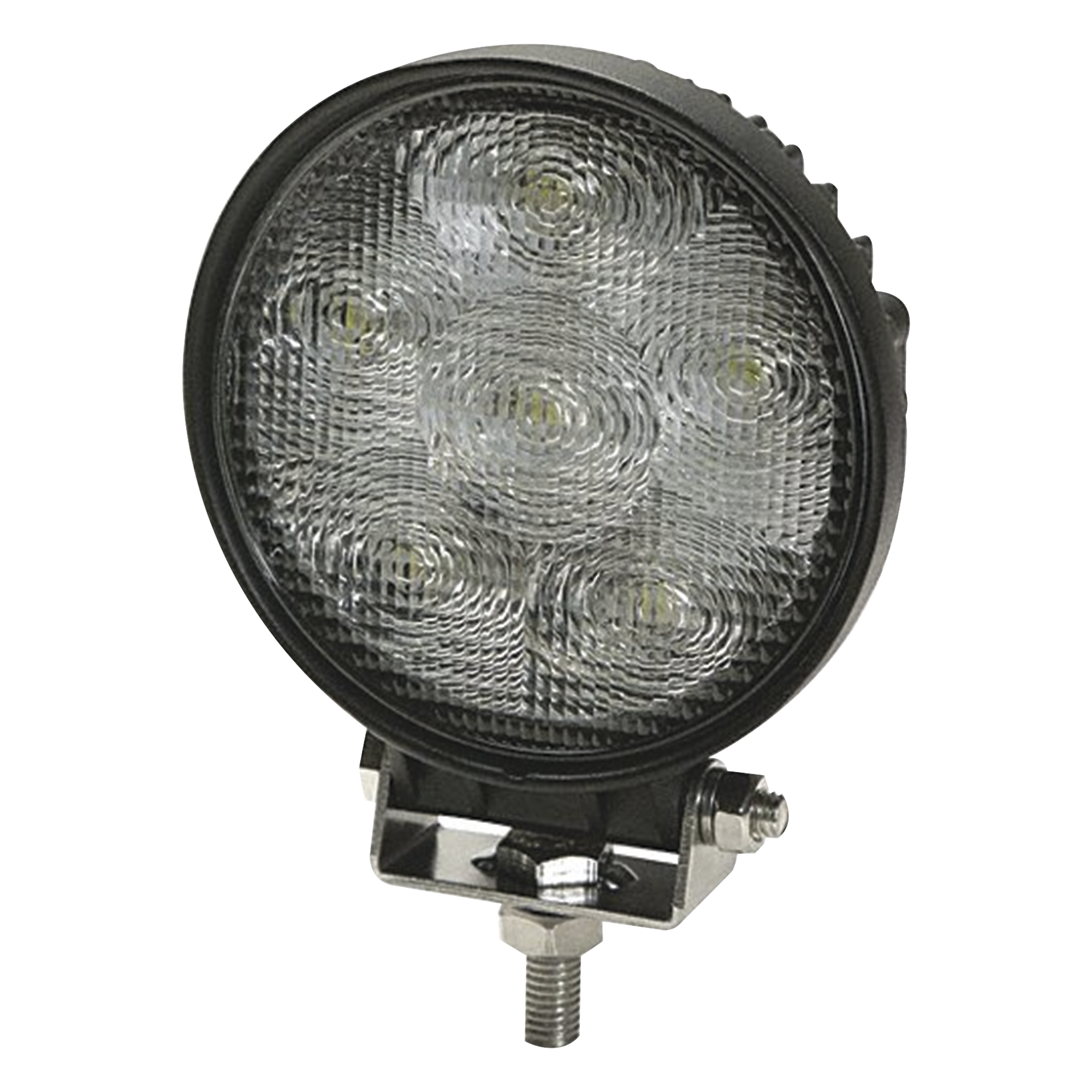 Luz de Trabajo LED / 700 Lumenes / 12-24 VCD / 6 LEDs de 3W / Montaje Pedestal / Lente Redonda Transparente / Aluminio Negro — ECCO · SKU E92004