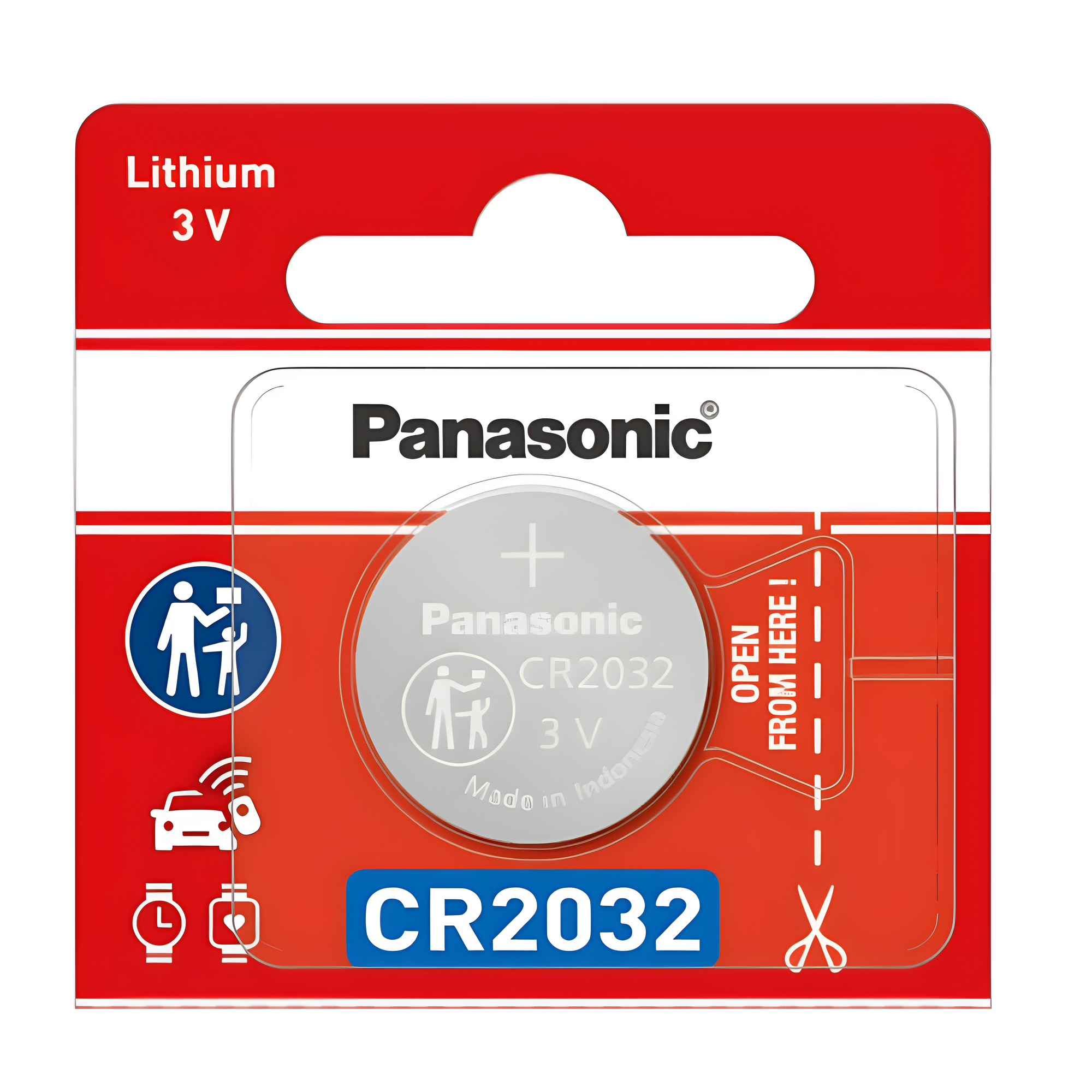 Batería de Litio / 3 V / 225 mAh / No Recargable / -30°C a +60°C / 20 x 3.2 mm — PANASONIC · SKU CR2032PM