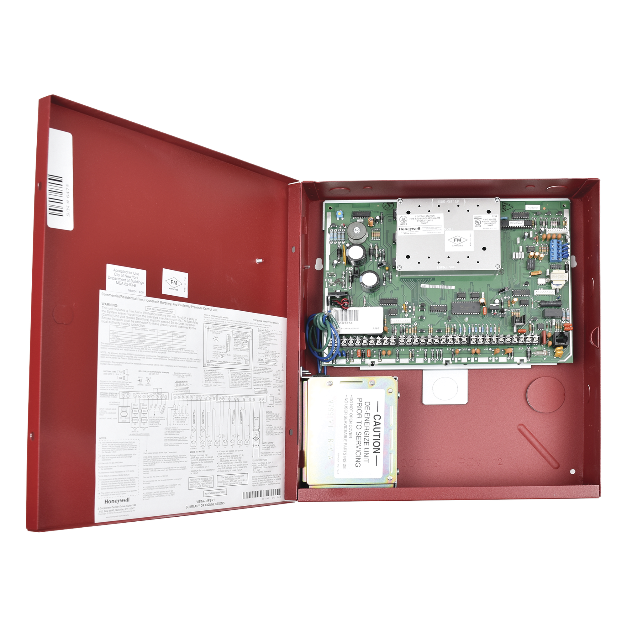 Panel Comercial de Incendio e Intrusión / 32 Zonas / 2 Particiones / 24 Puntos Direccionables V-Plex / 2 NAC Programables / Certificado UL 864 y NFPA 72 — HONEYWELL HOME RESIDEO · SKU VISTA-32FB-T