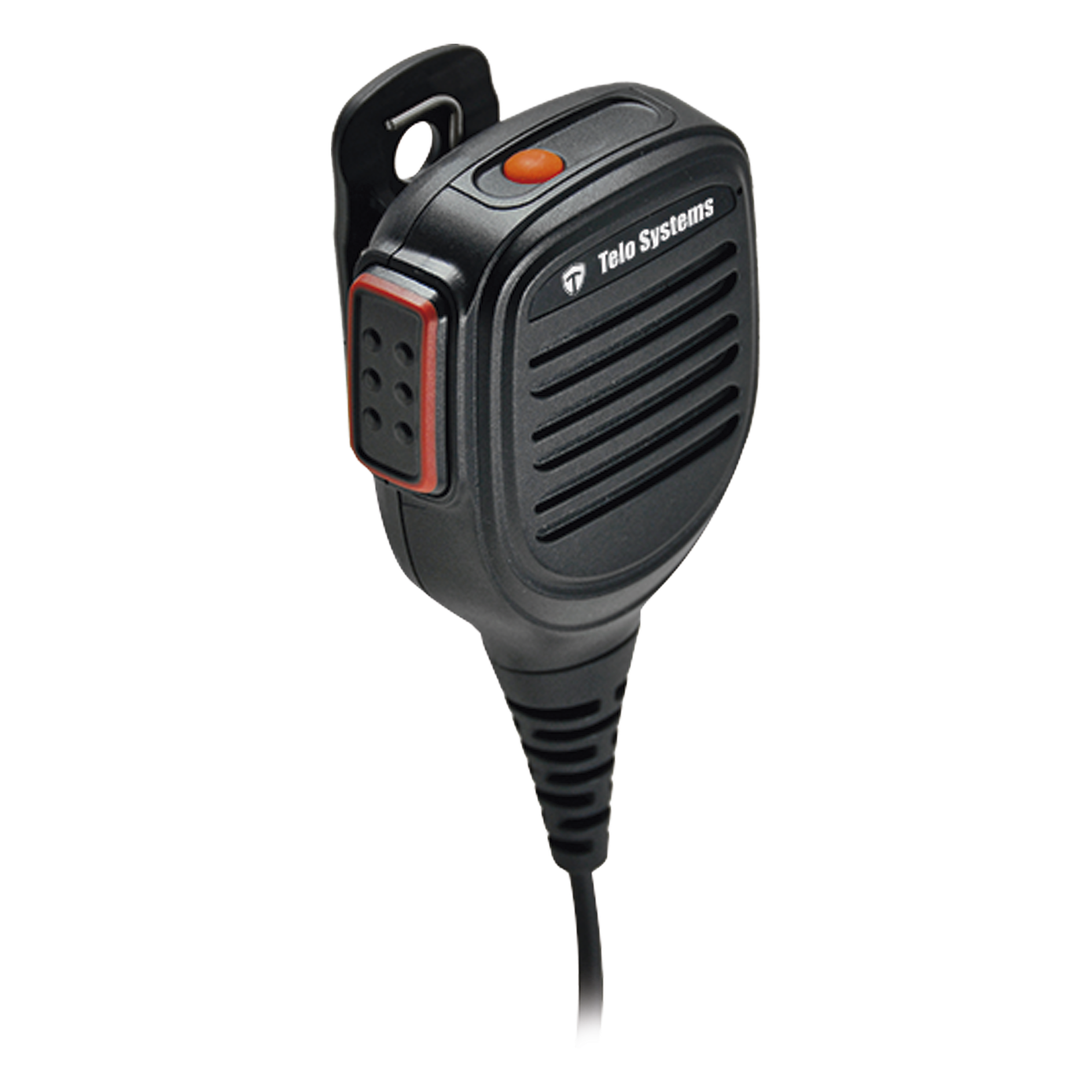 Micrófono Bocina IP / Clip Giratorio 360° / Cable Kevlar 30 lbs / IP67 / Cable Retráctil 390 mm a 1500 mm / Sensibilidad -42 dB — TELOX · SKU TE390M35