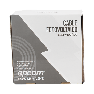 Kit de 2 rollos de 100 metros de cable fotovoltaico de cobre, rojo y negro, calibre 10 AWG (6mm²), Tipo PV,  1000/2000 V y 120°C.