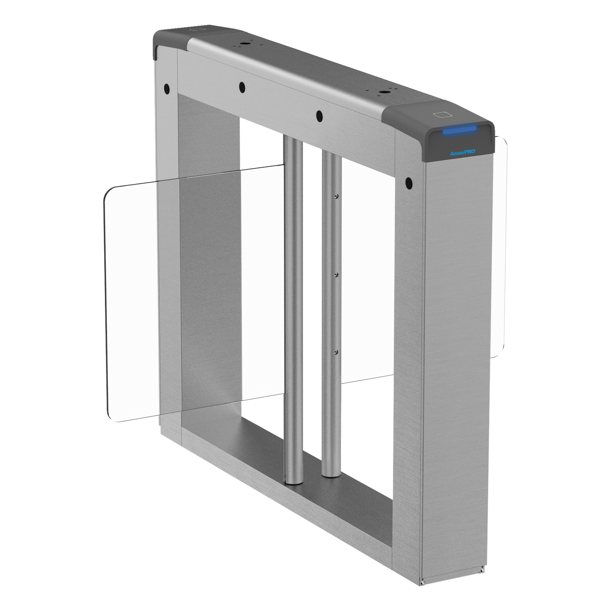Carril Central para Torniquete Swing / Ancho 90 cm / Exterior / Acero Inoxidable SUS304 / 4 Pares Sensores IR / 20-60 Personas/Minuto / -20°C a 65°C — ACCESSPRO · SKU AP-8000HD