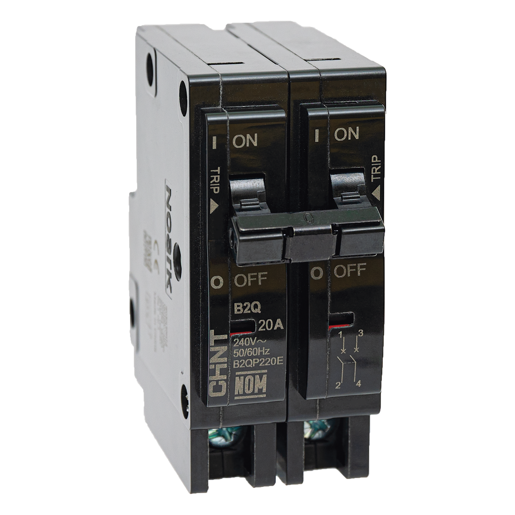 Interruptor Termomagnético Enchufable / 2 Polos / 60A / 240 VCA / Capacidad Interruptiva 10 kA / Rango -30 a 70 °C