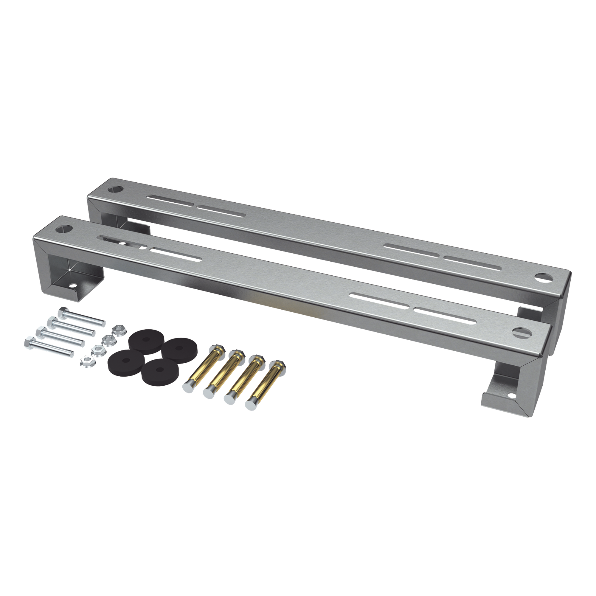 Base para Unidad Externa Minisplit / Capacidad 1 a 3 Toneladas / Ajustable en Altura y Ángulo / Acero Galvanizado y Aluminio / Sistema Antivibraciones — EPCOM INDUSTRIAL · SKU ZT-MPF-180