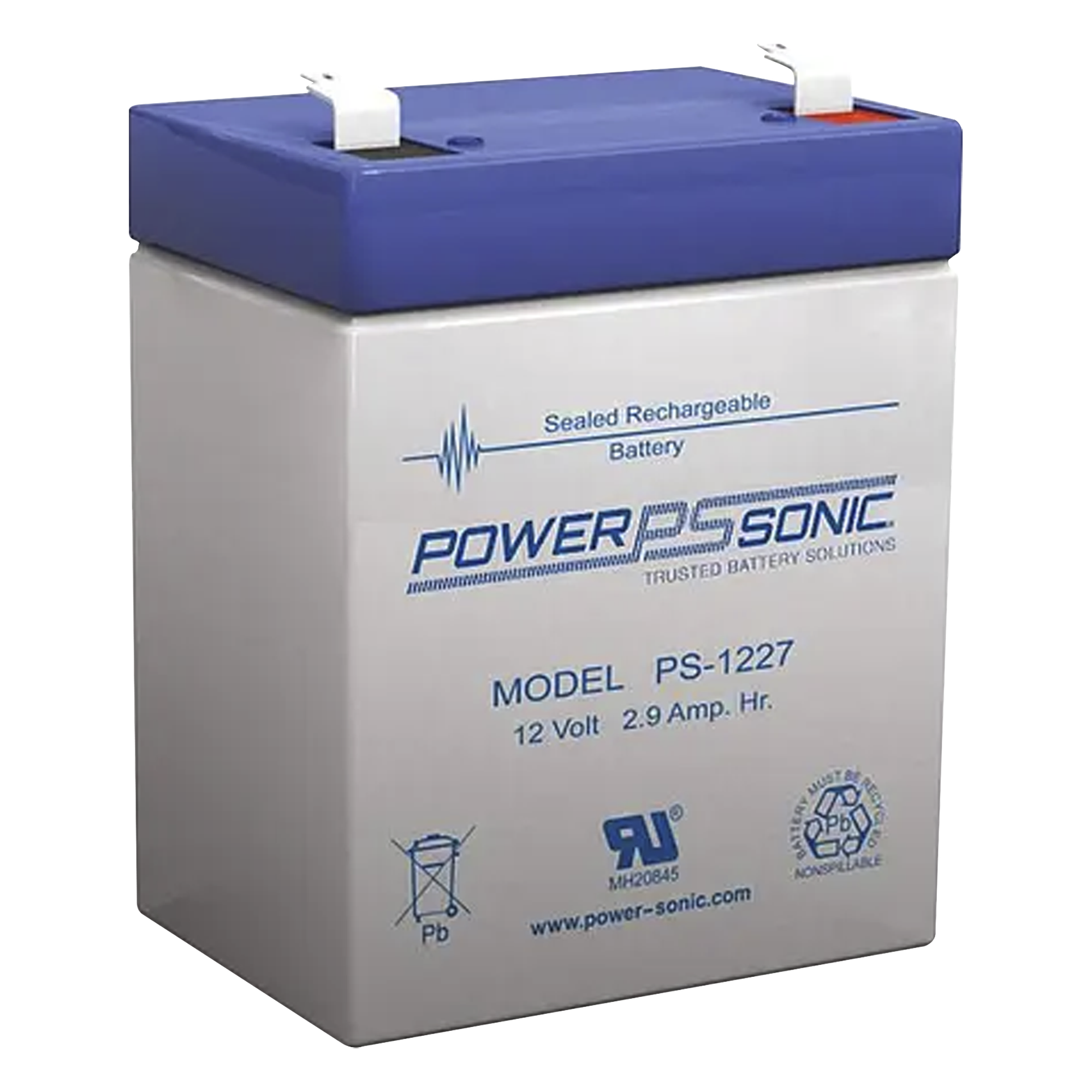 Batería de Respaldo AGM/VRLA / 12V / 2.9 Ah / Terminales F1 / Vida Útil 5 Años / Reconocida UL — POWER SONIC · SKU PS1227