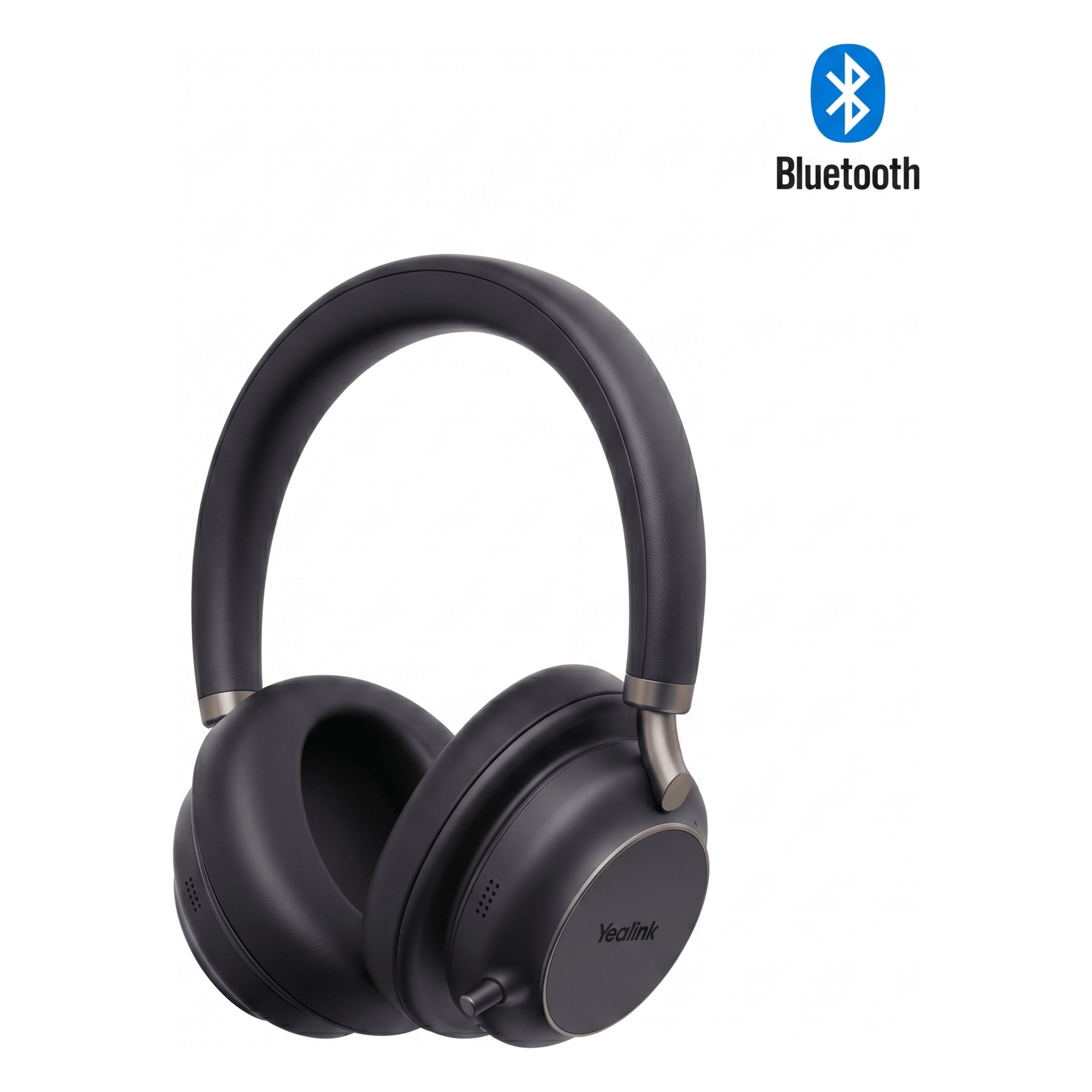 Auriculares Bluetooth / ANC 35 dB / Bluetooth 5.3 / Alcance 45 m (147.6 ft) / Batería 40 h / USB-C y USB-A / Qi Inalámbrica — YEALINK · SKU BH76-PLUS-TEAMS-BLACK-USB-C/A