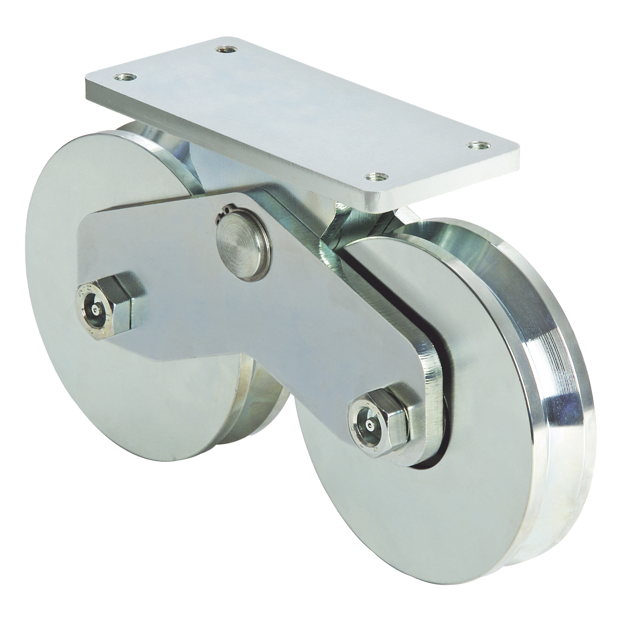 Rueda Doble para Puerta Corrediza / 16 cm / 1920 kgf / Canal V / Acero Galvanizado / 15.10 kg — COMUNELLO · SKU 1151-5622-001