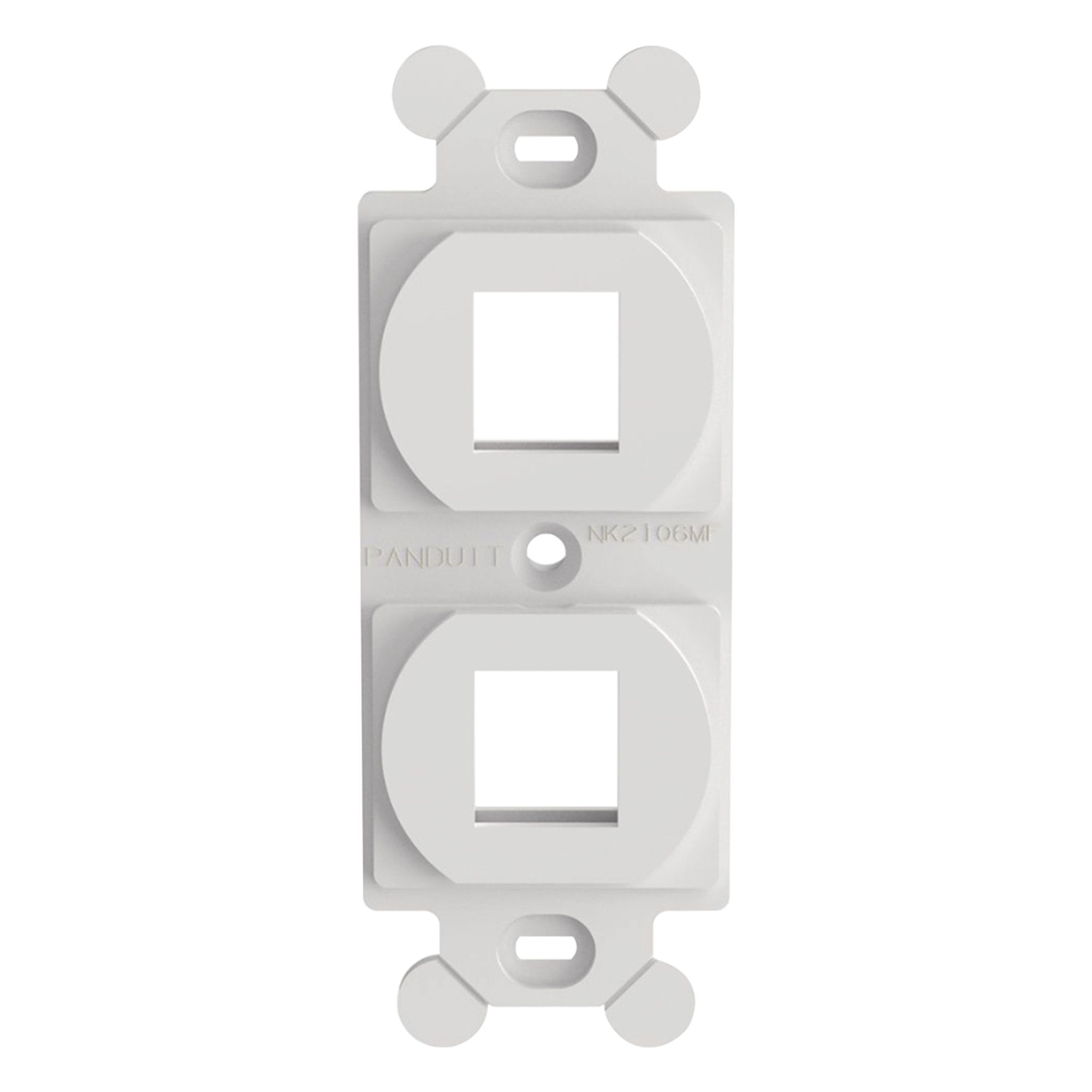 Marco de Módulo Dúplex / 2 Puertos Keystone / NEMA 106 / 1.50 x 4.10 x 0.22 in / ABS / Blanco — PANDUIT · SKU NK2106MFWH