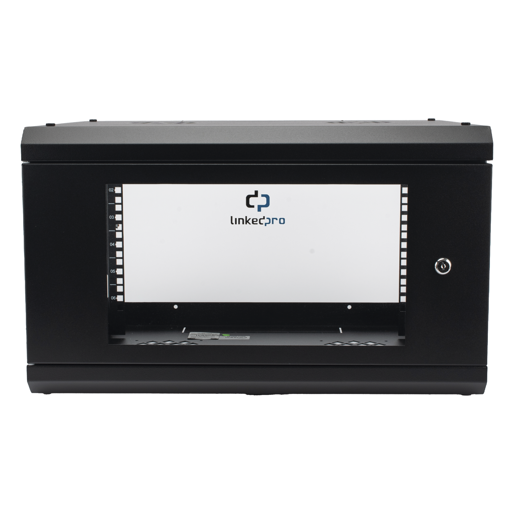 Gabinete de Pared / 6U Rack 19'' / 455mm Profundidad / 1.49 ft / Cristal Templado / Acero Reforzado — LINKEDPRO · SKU SR1906LH3GA