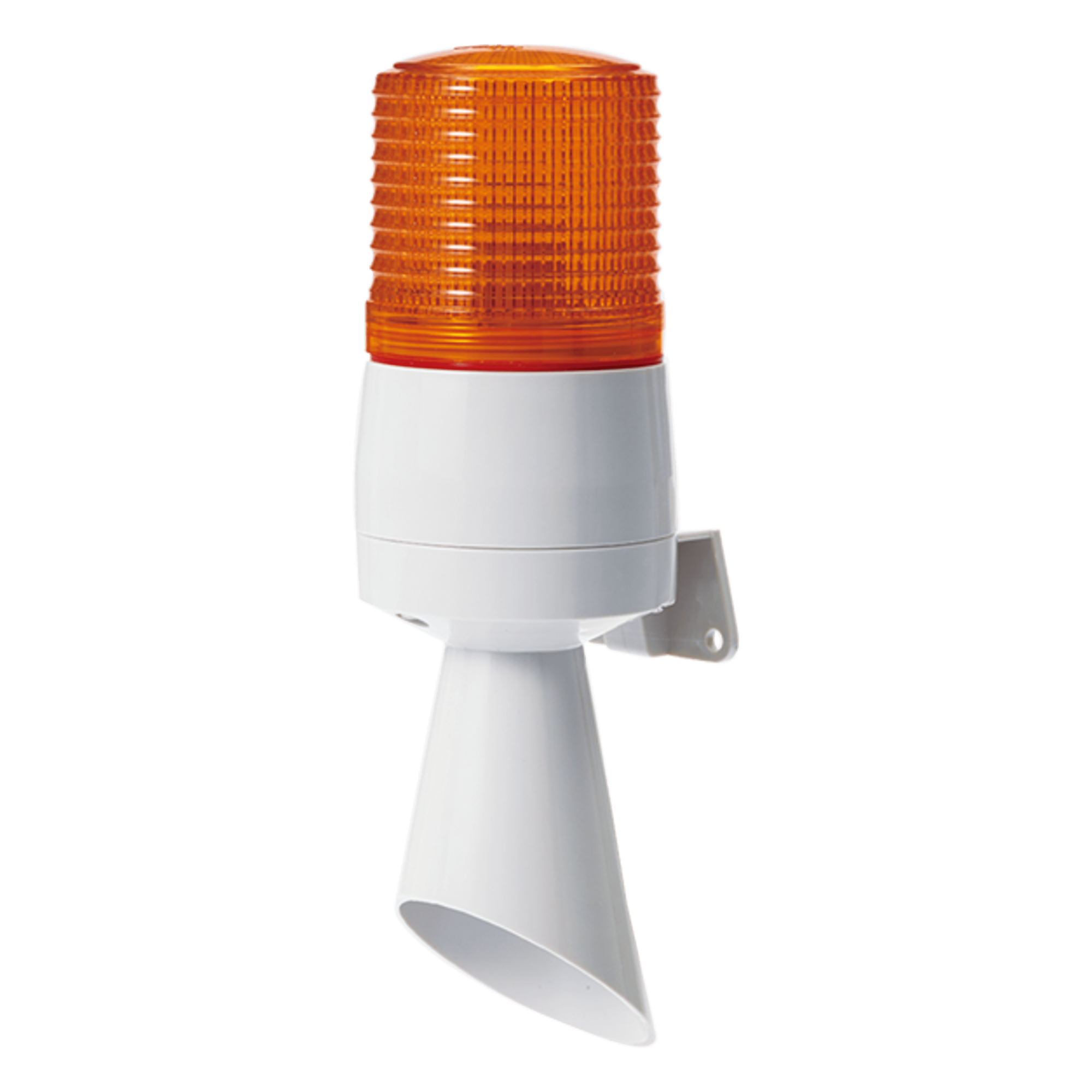 Torreta de Señalización LED / Luz Ámbar Fija y Destellante / Buzzer 95 dB / 24 VCD / IP54 / Ø60 mm — QLIGHT · SKU S60ADL-24-A