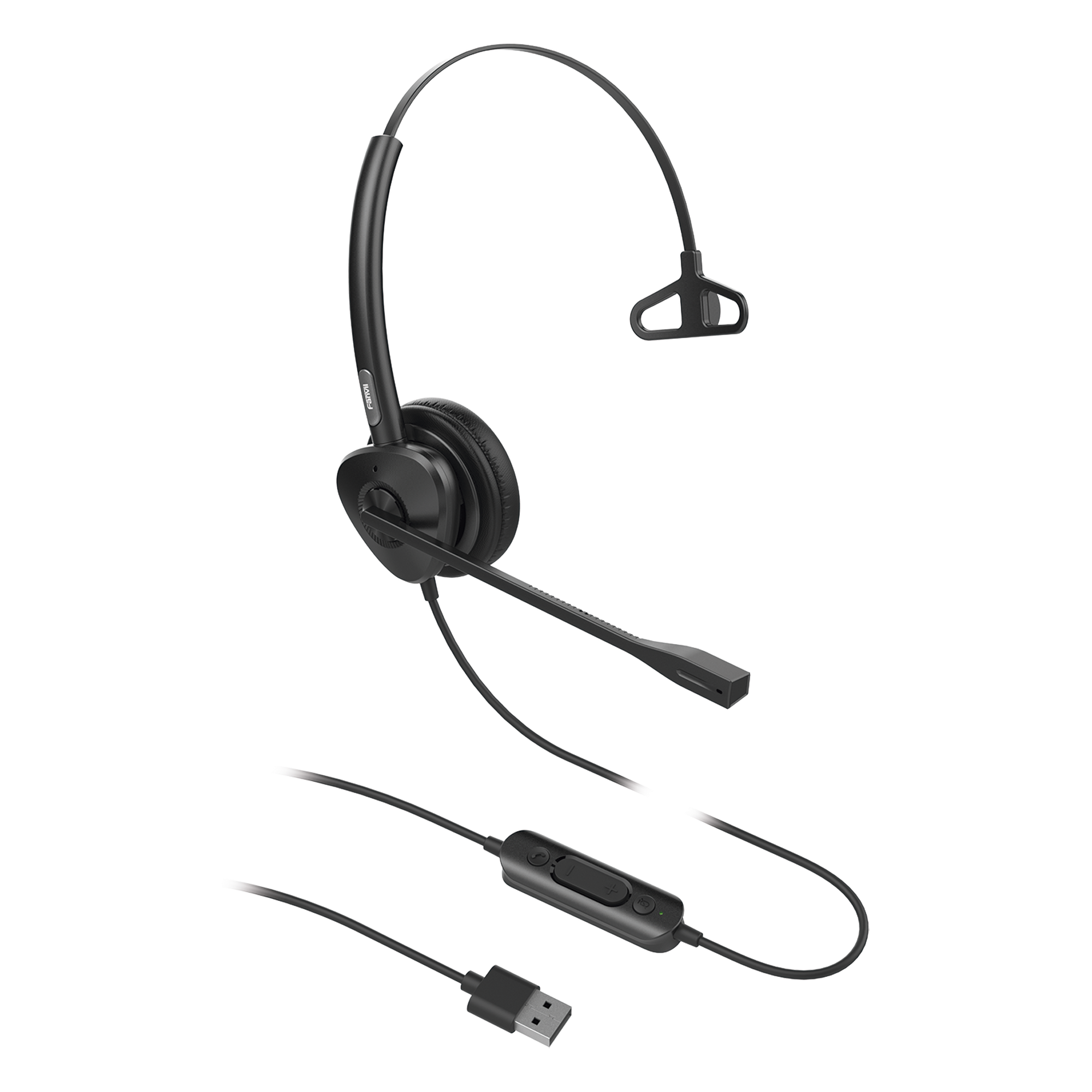 Diadema USB Monoaural / Cancelación de Ruido ENC / Audio HD / Micrófono Dual / Plug-and-Play