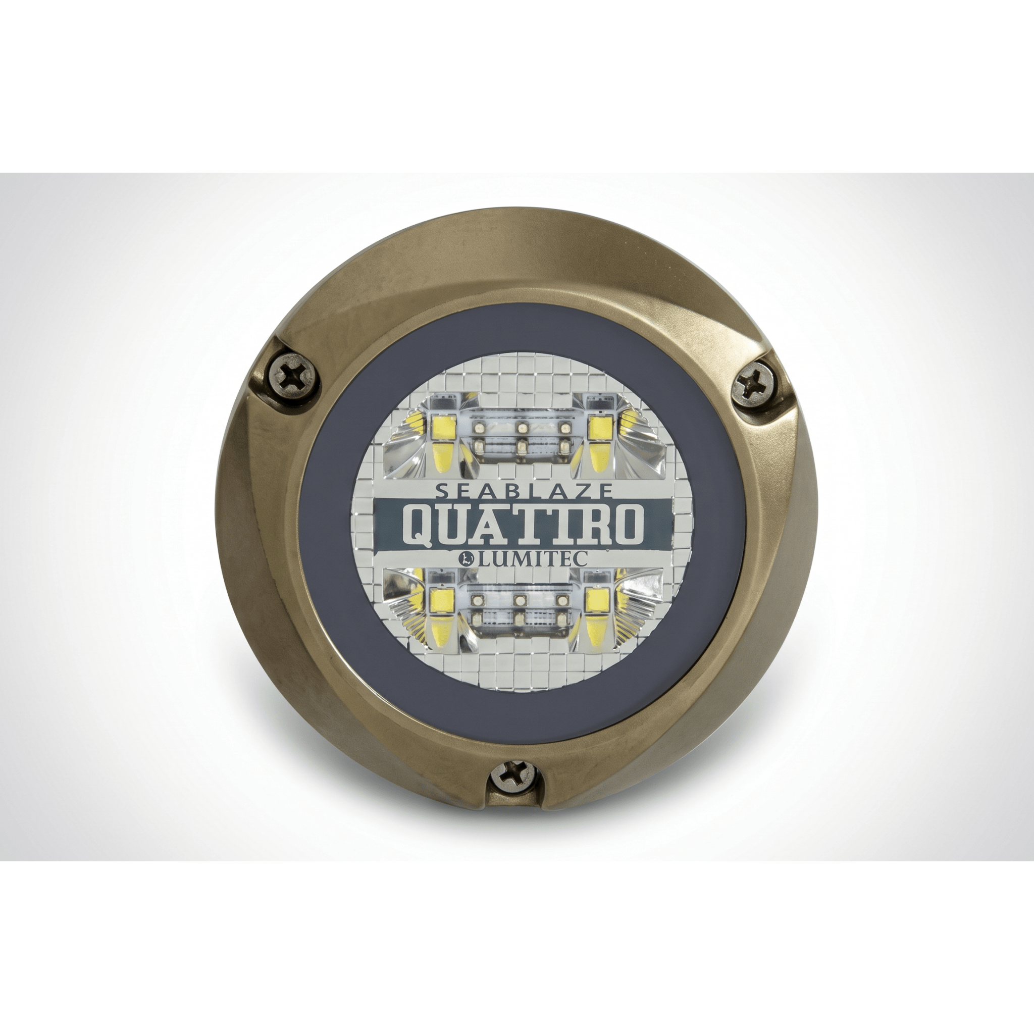 Luz LED Marina Sumergible / 2000 Lúmenes / Blanco y Azul / IP68 / Bronce Naval / 10-24 VCD — LUMITEC · SKU 101511
