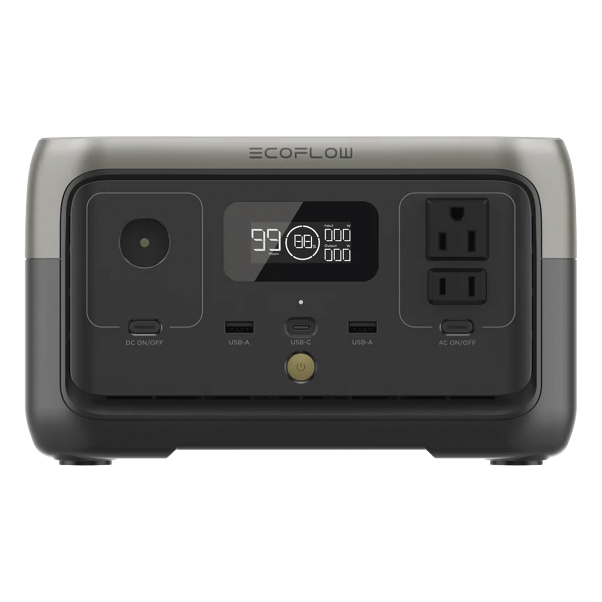 EcoFlow River 2 | Estación de Energía Portátil 256Wh Litio LFP / 2 AC 300 W (Max. 600W) / 1 USB-C 60W / 2 USB -A 12W / Cargador de Coche 8A a 12 o 24V / Conectividad WiFi y Bluetooth (App) / Carga Solar 110W Max.