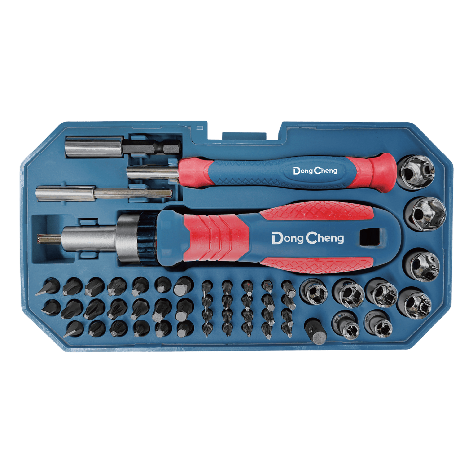 Juego de Desarmador Magnético / 55 Piezas / Puntas Intercambiables / Dados 1/4" / Estuche Organizado — DONGCHENG · SKU D092502