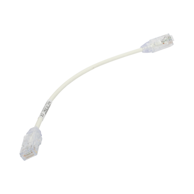 Cable de Parcheo TX6, UTP Cat6, Diámetro Reducido (28AWG), Color Blanco, 20.32 cm (8 Pulgadas)