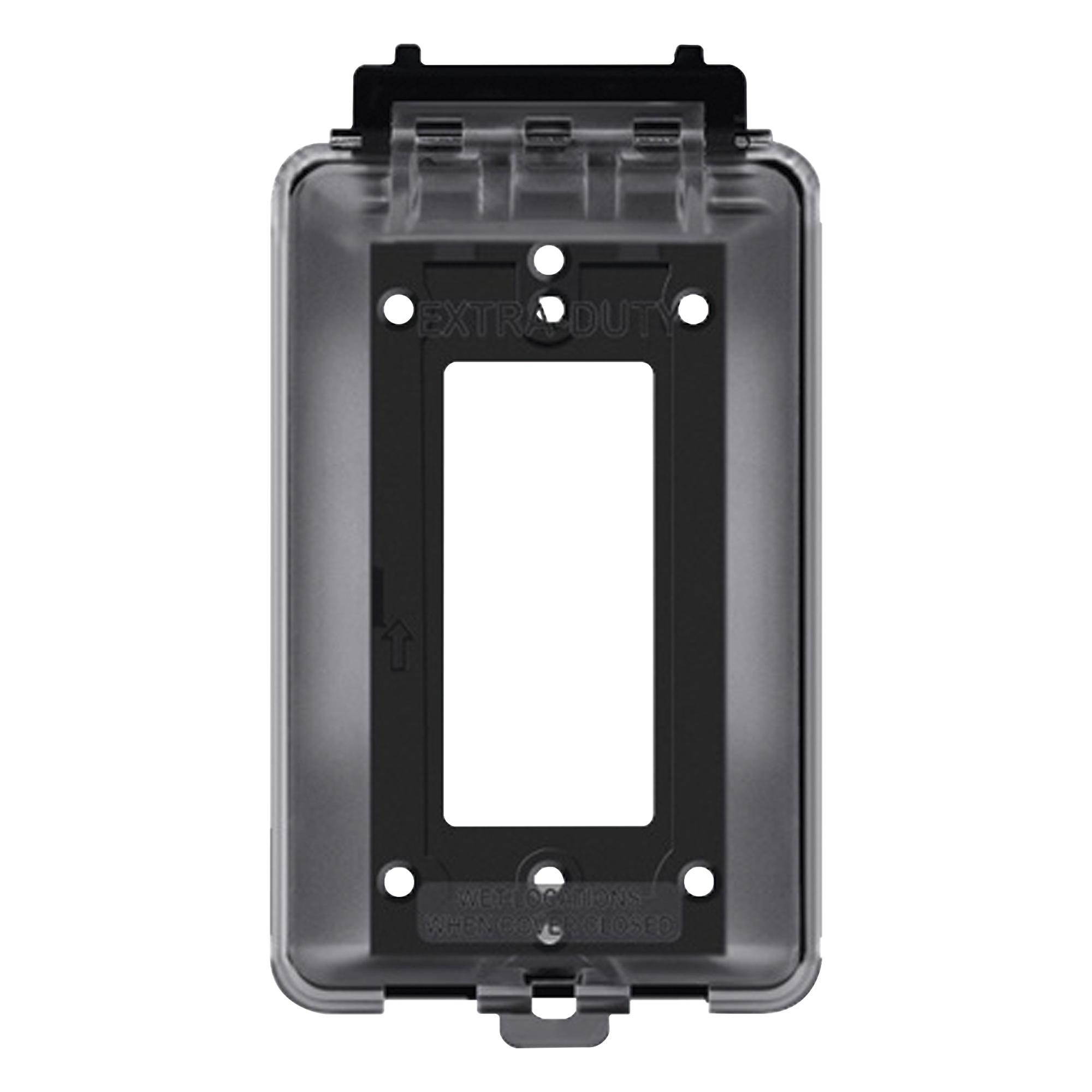 Caja Protectora de Contactos para Exterior / Policarbonato de Alto Impacto / Protección NEMA 3R / 127V 15A 60Hz / Tapa Transparente Base Negra / Resistente a Intemperie UV