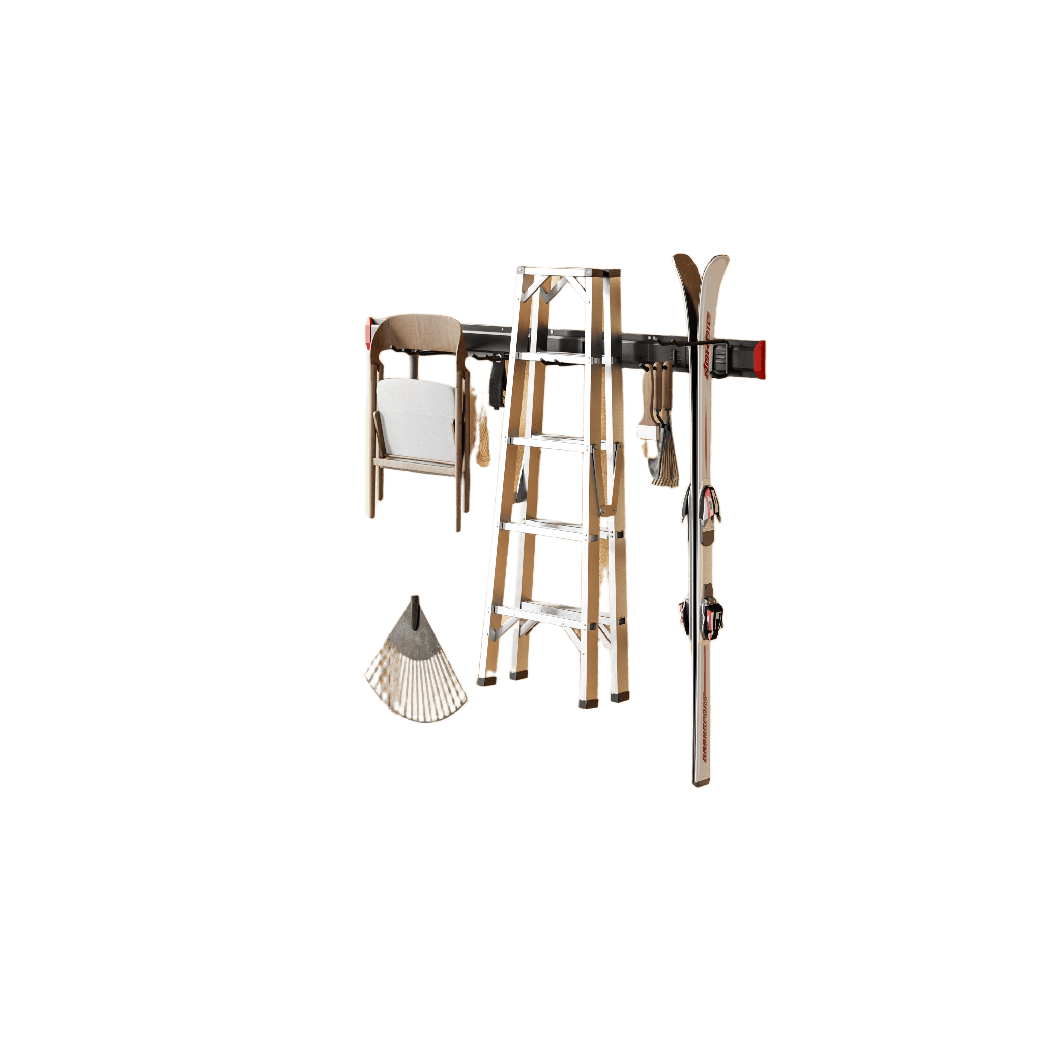 Estante de Almacenamiento de Pared / Capacidad 284 kg / Ganchos Ajustables / 4 Placas de Pared / Acero y Plástico