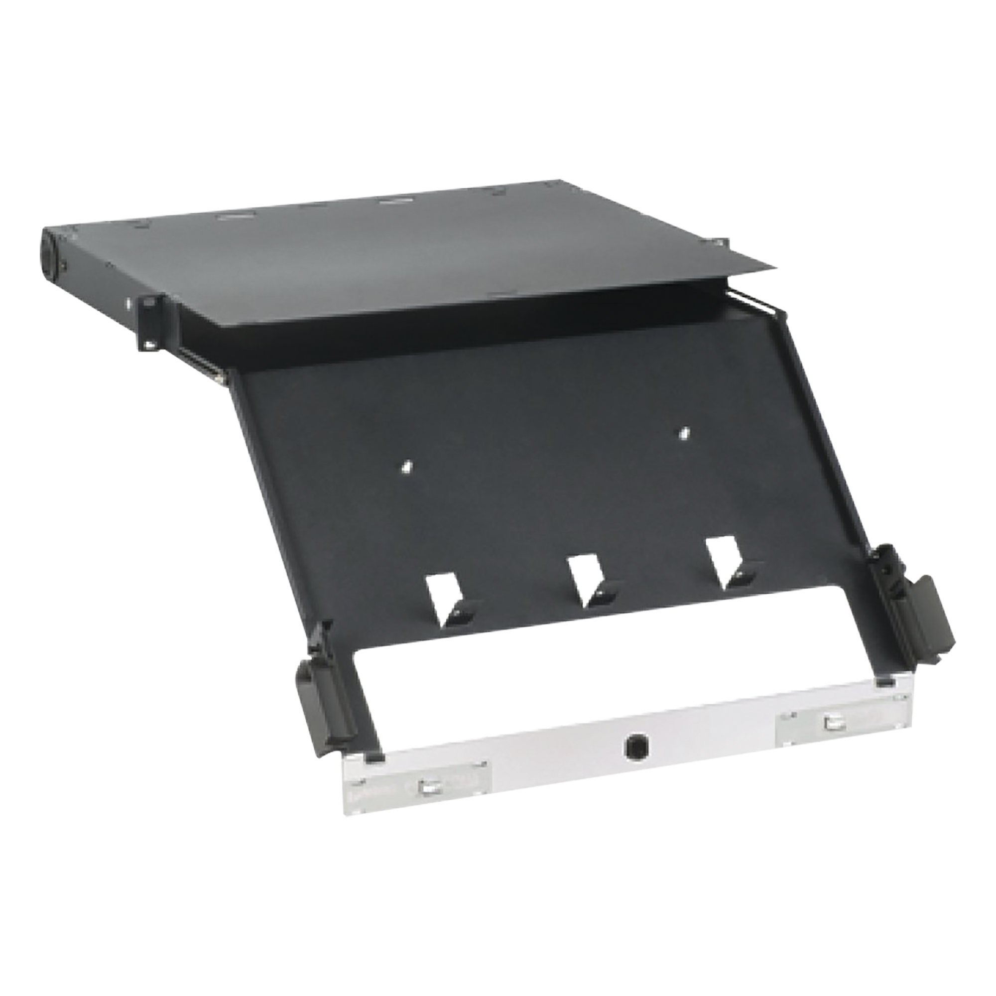 Panel de Distribución de Fibra Óptica / Montaje Rack 19" / 1UR / Hasta 96 Fibras / Bandeja Deslizable e Inclinable / 4 Placas FAP o FMP — PANDUIT · SKU FCE1U