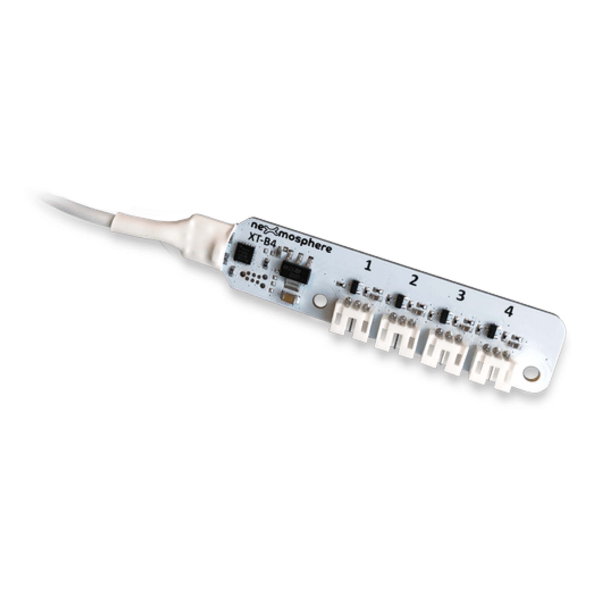 Interfaz de Botones Push / 4 Canales / Control LED 3.3V / 256 Combinaciones / Cable X-talk 180 cm / PCB 82 mm — NEXMOSPHERE · SKU XT-B4N6
