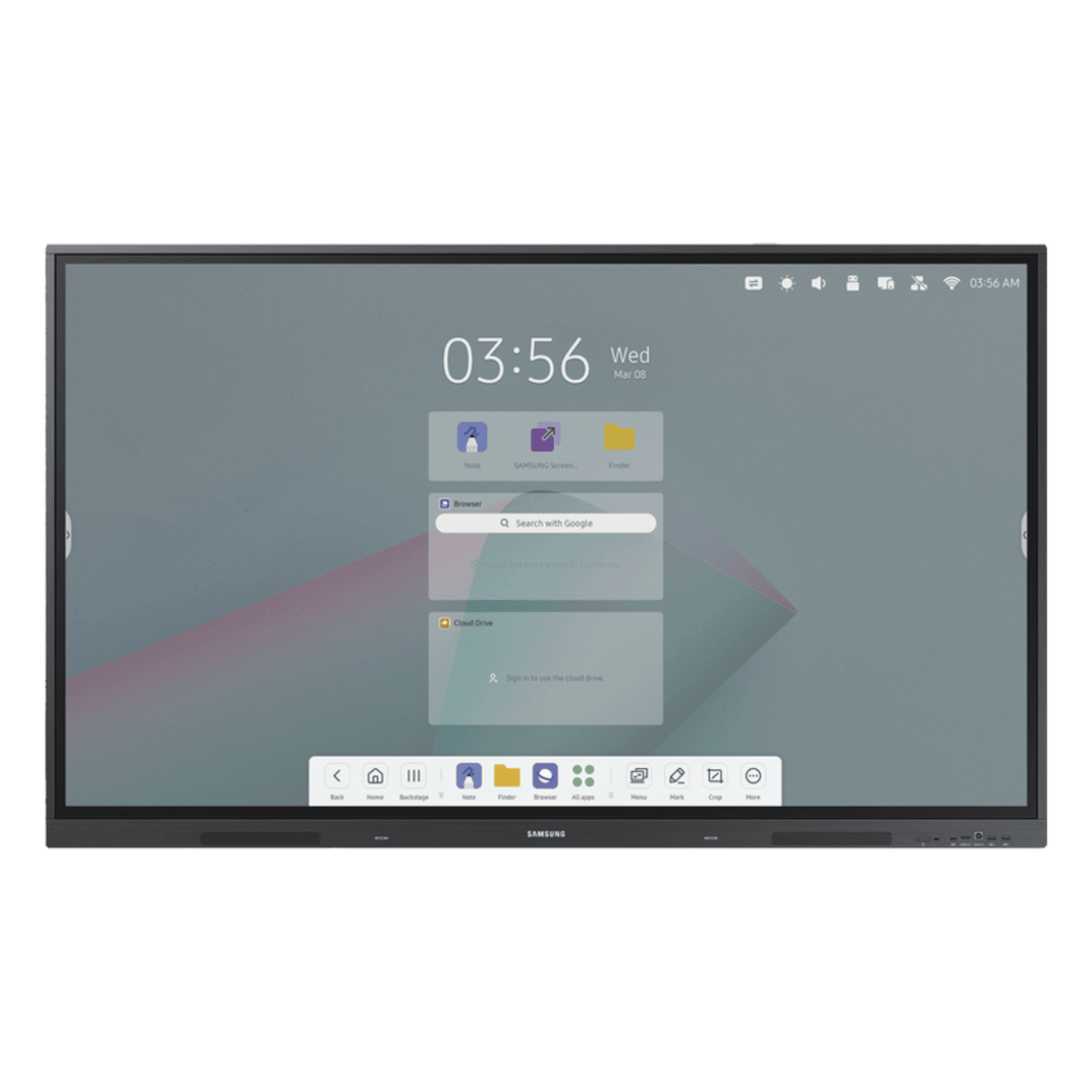 Pantalla Interactiva / 75" / 4K UHD / Táctil IR 8 ms / 400 nits / Android 14 EDLA / Wi-Fi y Bluetooth / VESA 800x400 — SAMSUNG ELECTRONICS · SKU WA75F