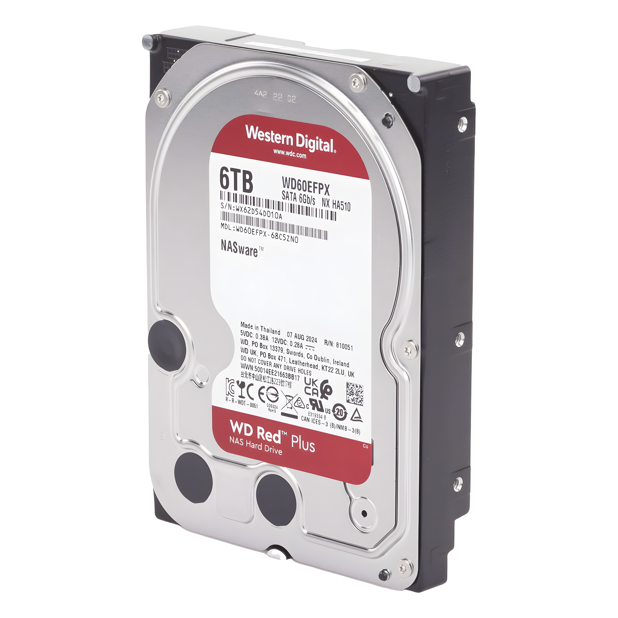 Disco Duro NAS / 6 TB / 5400 RPM / SATA III 6 Gb/s / Caché 128 MB / Uso 24-7 / Hasta 16 Bahías — Western Digital (WD) · SKU WD60EFPX