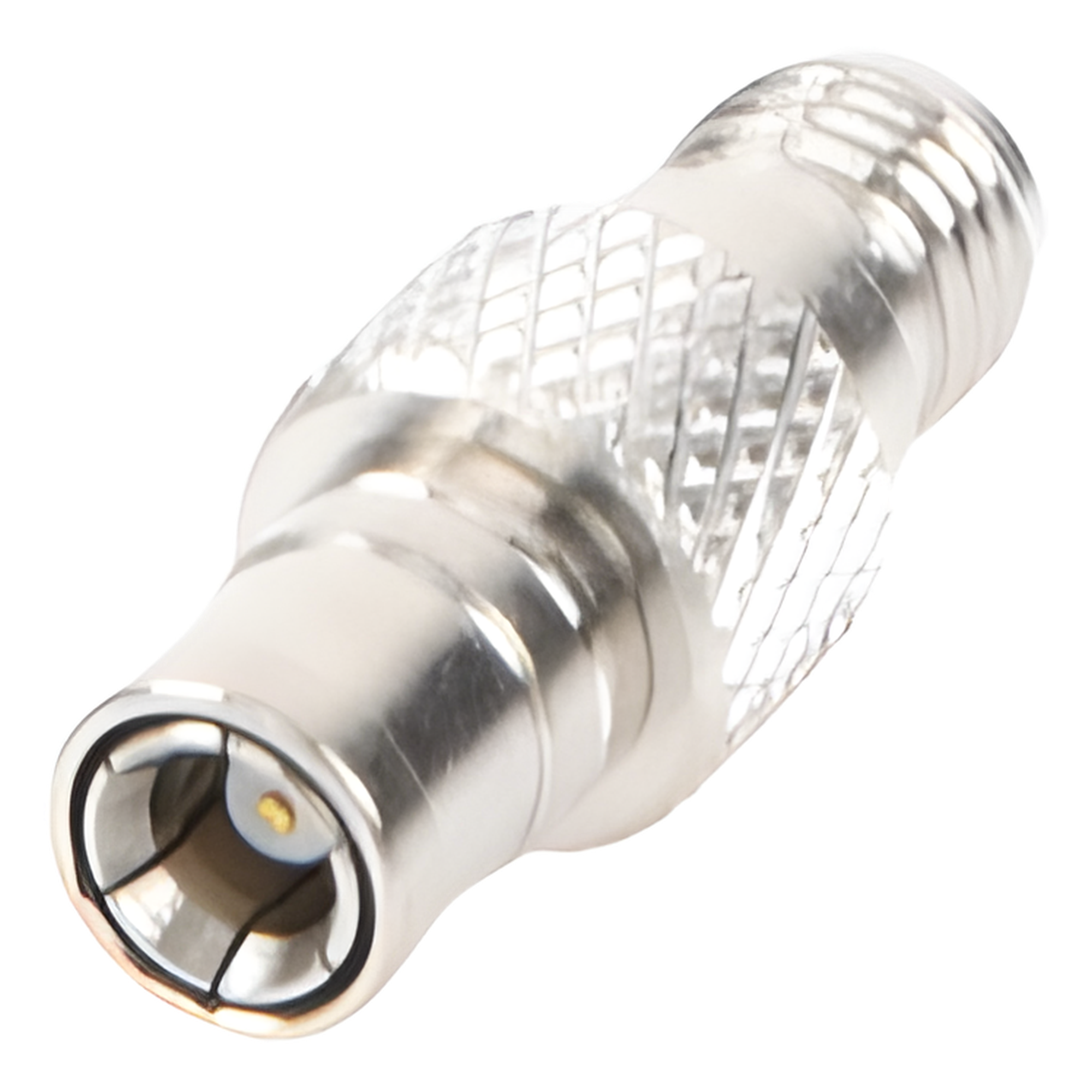 Adaptador en Línea / Conector SMA Hembra a SMB / Cuerpo Bronce Niquelado / Aislante Teflón