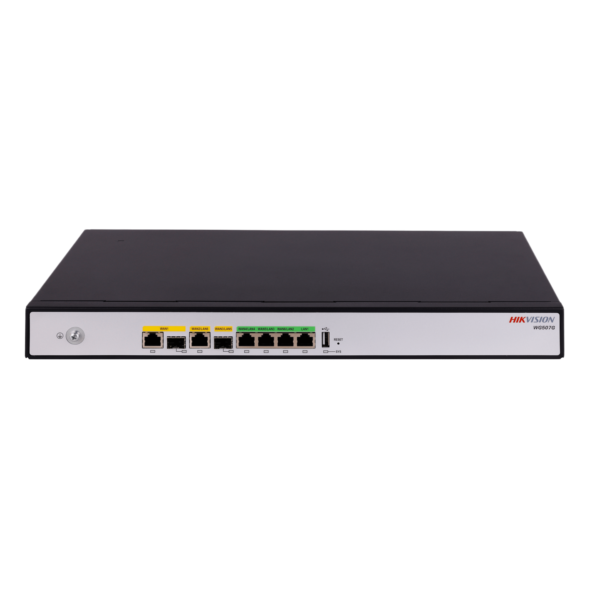Router PoE+ / 8 Puertos Gigabit / 2 Puertos WAN / 1000 Mbps / 54VDC / 0.62×0.41×0.09 ft — HIKVISION · SKU DS-3WG507G-SI