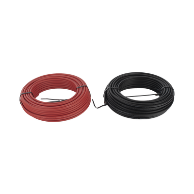 Kit de 2 rollos de 100 metros de cable fotovoltaico de cobre, rojo y negro, calibre 10 AWG (6mm²), Tipo PV,  1000/2000 V y 120°C.