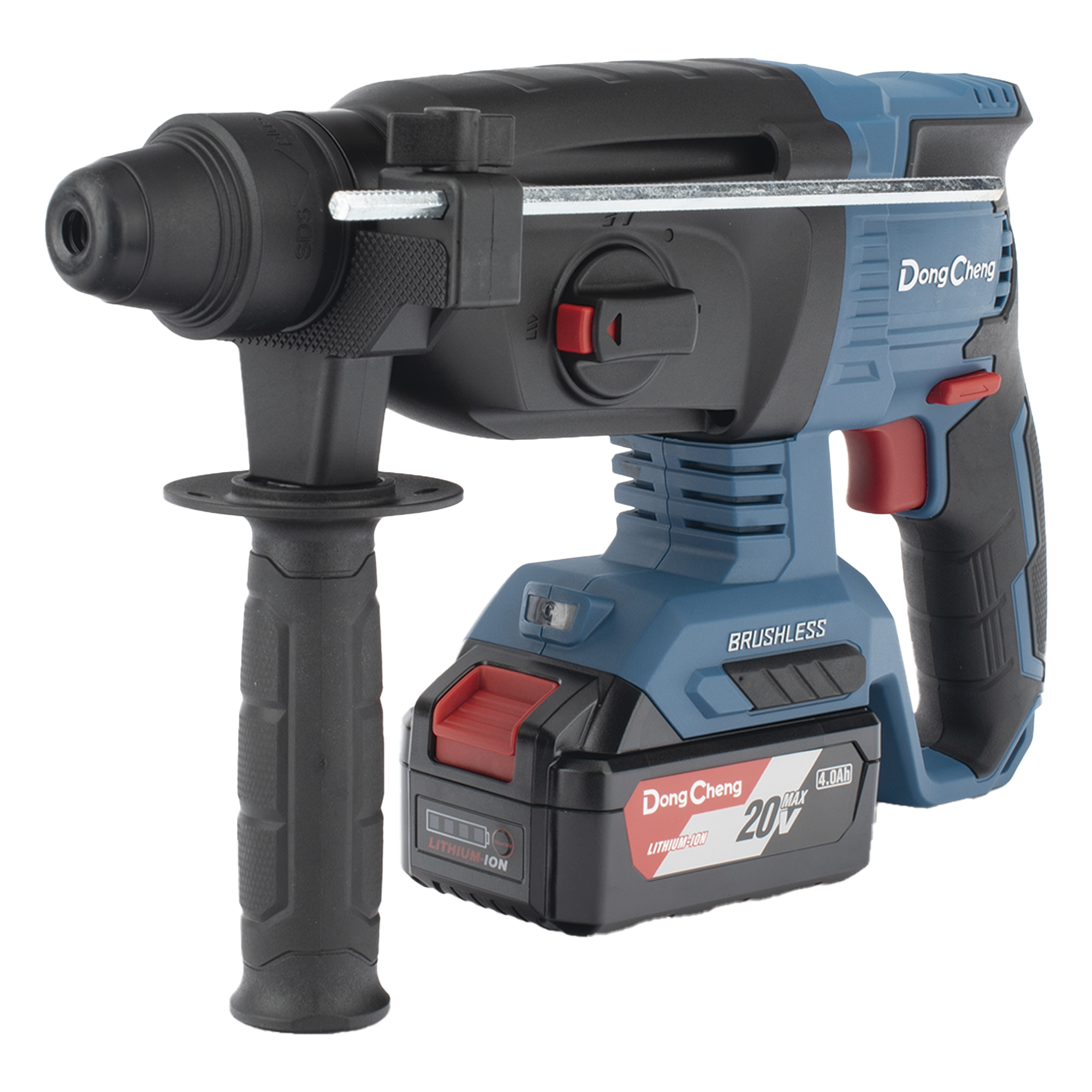 Martillo Perforador Inalámbrico / SDS-PLUS / 20V / Brushless / 2.7 J / 4500 IPM / 2 Baterías 4.0 Ah / 3.2 kg — DONGCHENG · SKU DCZ-C0424-EM