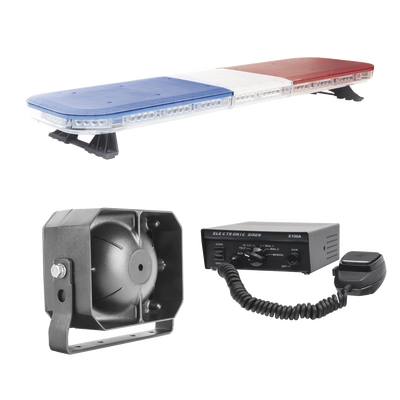 Kit de Señalización para Seguridad Pública / Barra LED 88 Luces Hyperlux / Sirena 100W 6 Tonos / Bocina 100W 8 Ohms / IP65 / 13 Patrones de Destello — EPCOM INDUSTRIAL SIGNALING · SKU X67RBKIT3