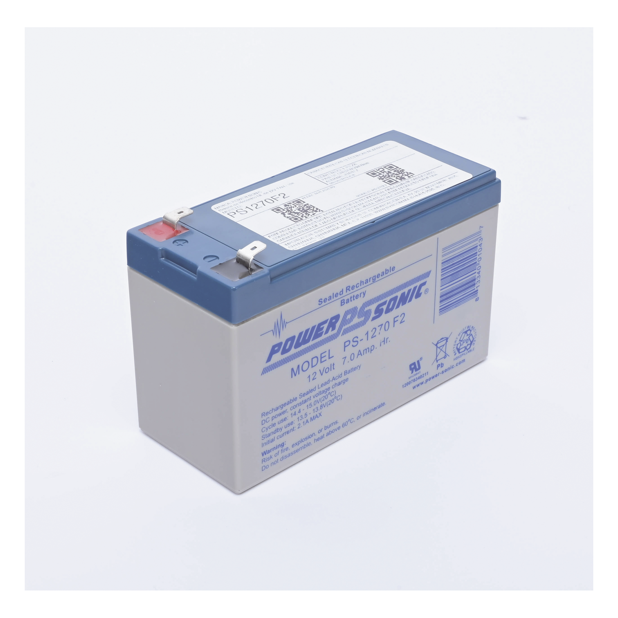 Batería 12V, 7AH, Para Respaldo, Tecnologías AGM/VRLA, 5 Años Vida Útil, Terminales F2, Reconocida UL 