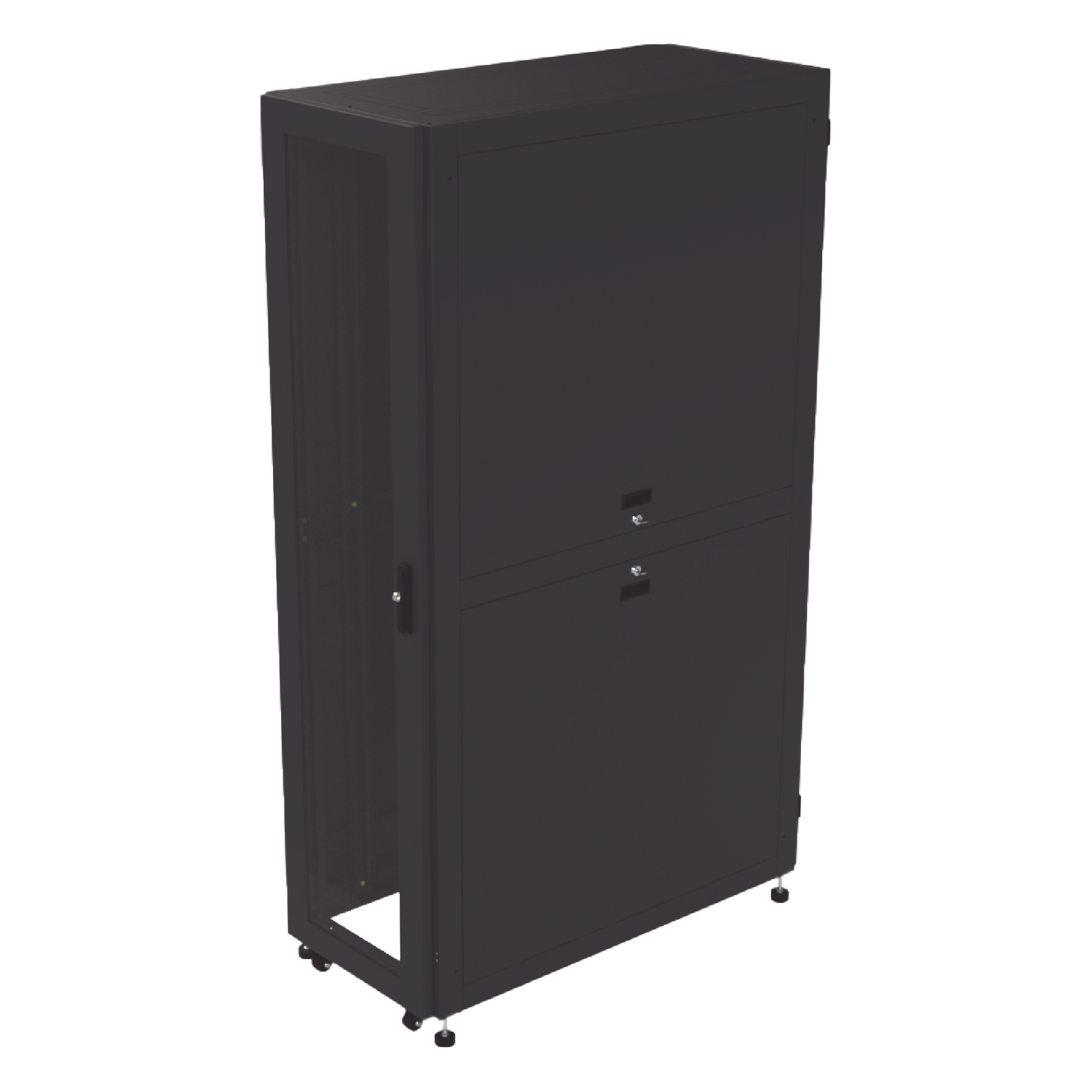 Gabinete de Piso para Telecomunicaciones / 45 UR / 1200 mm (3.94 ft) Profundidad / Carga 1300 kg / Puerta con Cristal Templado / 4 Postes Ajustables — LINKEDPRO BY EPCOM · SKU LP-60120-45U-R2