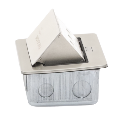 Mini Caja de Piso Rectangular para Datos y Conectores Tipo Keystone, Color y Material en Acero Inoxidable (3 Puertos) (11000-21202)