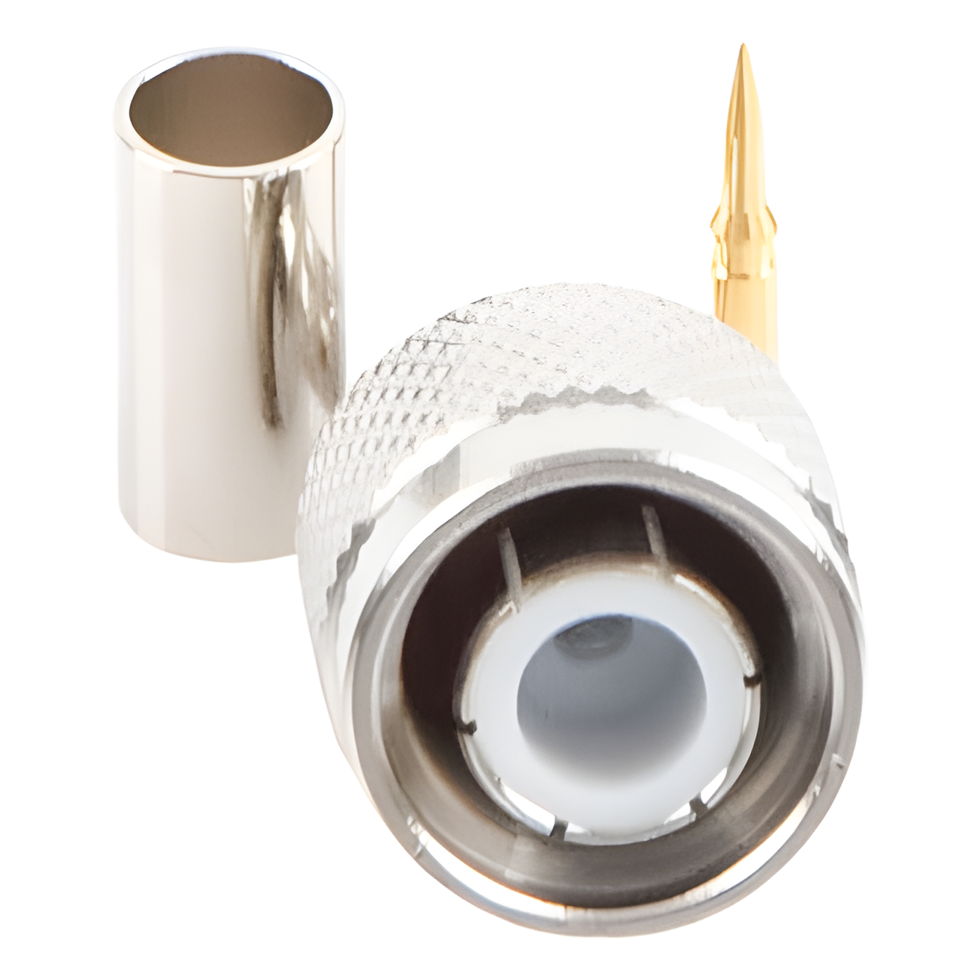 Conector Coaxial TNC Macho / Anillo Plegable / Cables RG-58/U, RG-142/U, LMR-195 / Níquel / Oro / Teflón