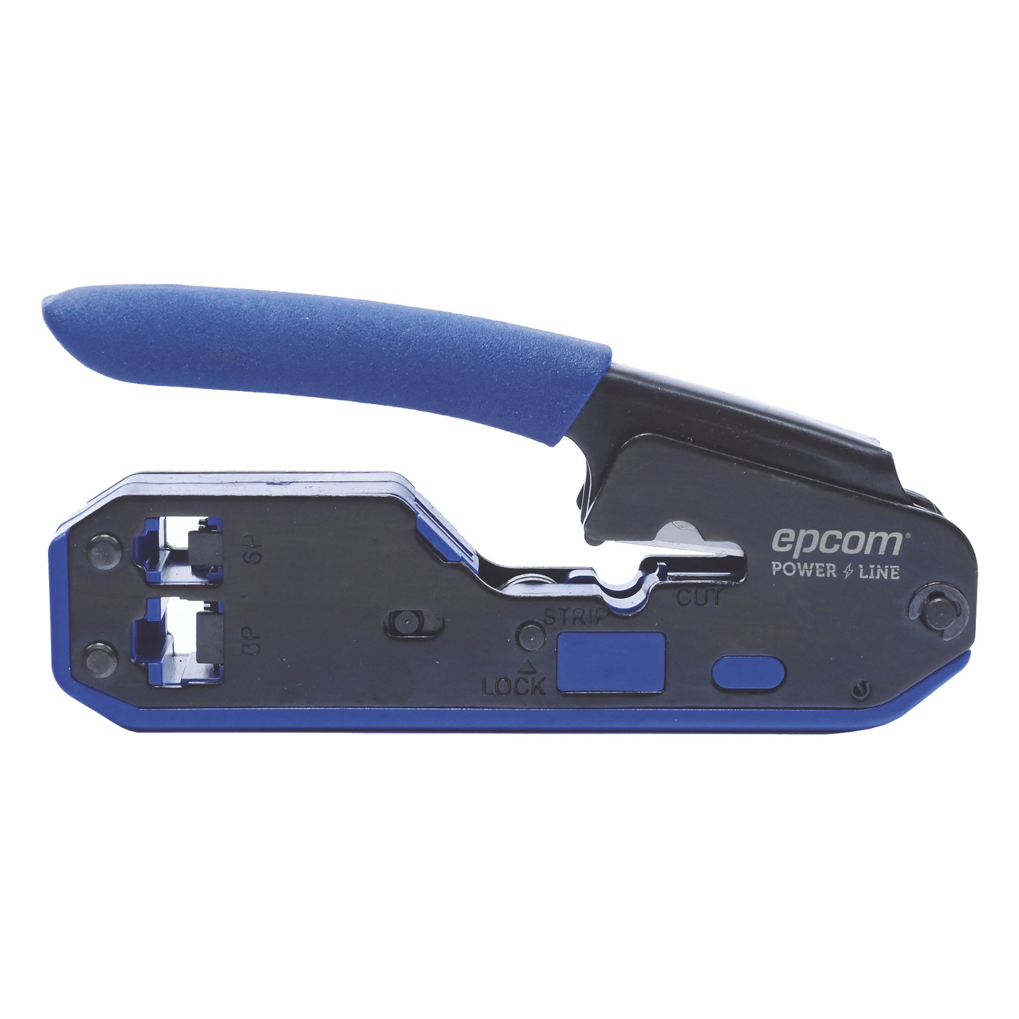 Pinza de Red SLIM / Corte y Terminado RJ45/RJ11 / Diseño Compacto 60% / Acero al Carbón / Mango Ergonómico ABS+TPR — EPCOM POWERLINE · SKU EP668