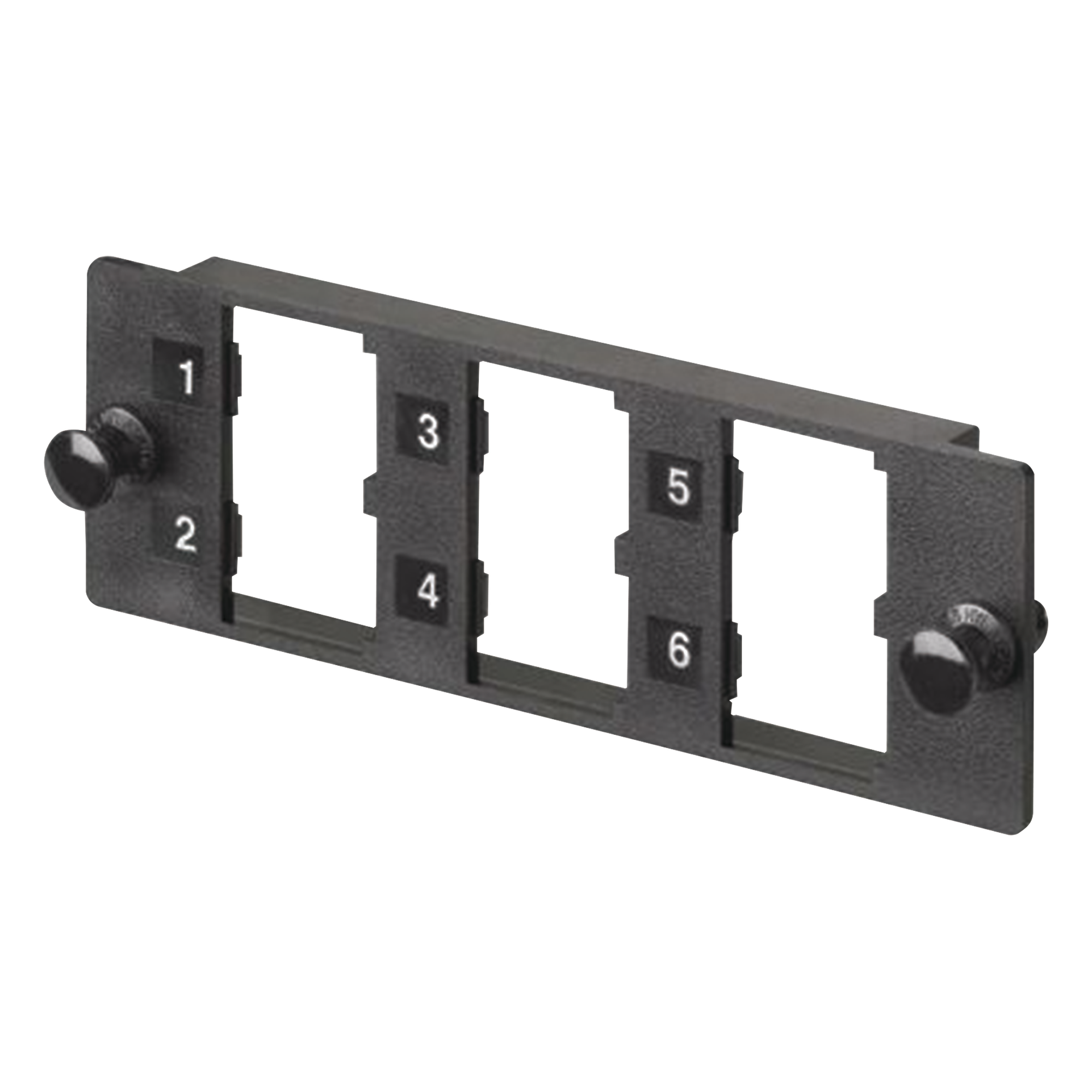 Placa Modular / 6 Puertos Mini-Com / Fibra Óptica, Cobre, Audio y Video / 109.2 mm (4.3') Ancho / Negro — PANDUIT · SKU FMP6