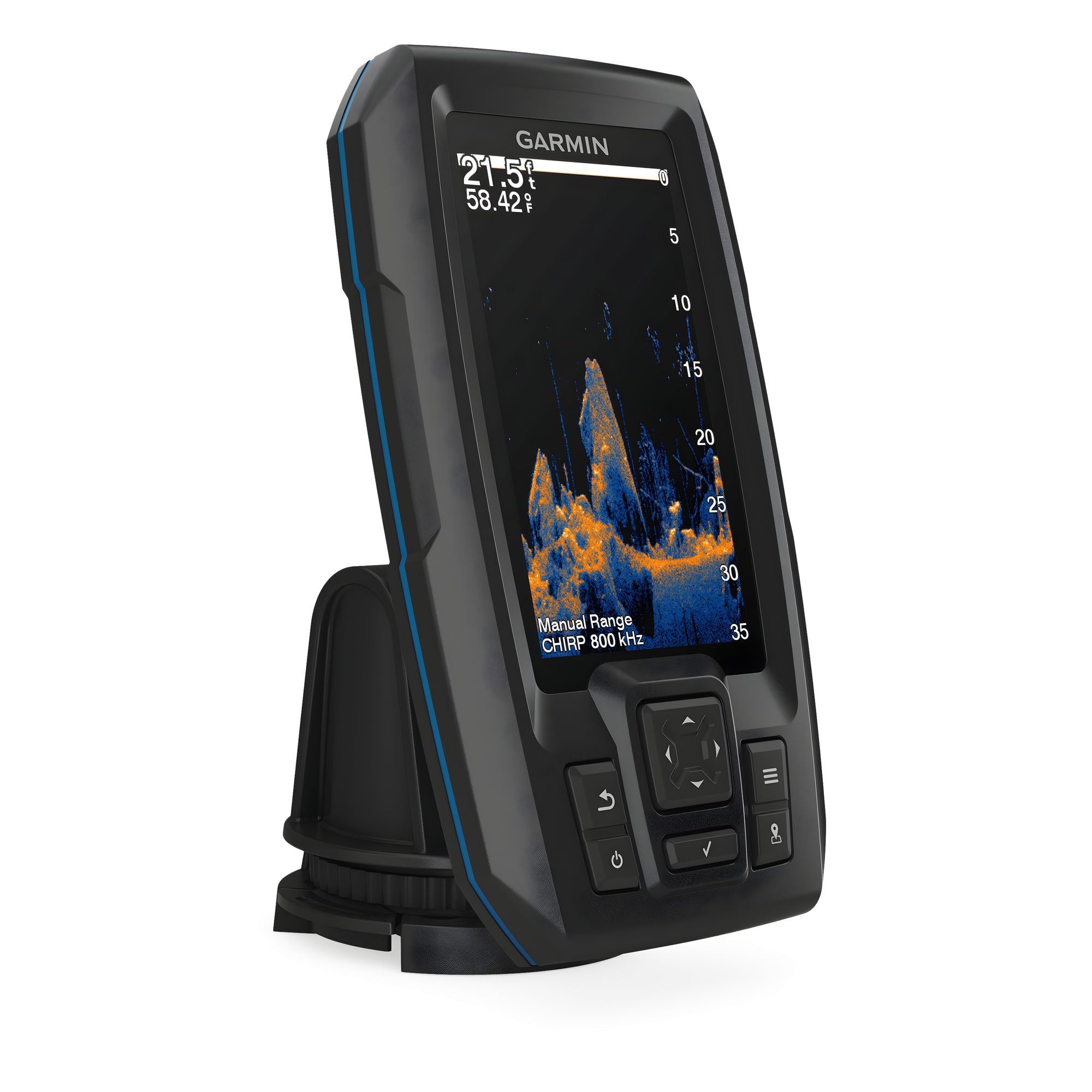 Ecosonda GPS / Pantalla 4.3 in / CHIRP + ClearVu 800 kHz / QuickDraw Contours / 7 Paletas Vivid / IPX7 / 0.3 kg — GARMIN · SKU 10-02550-00