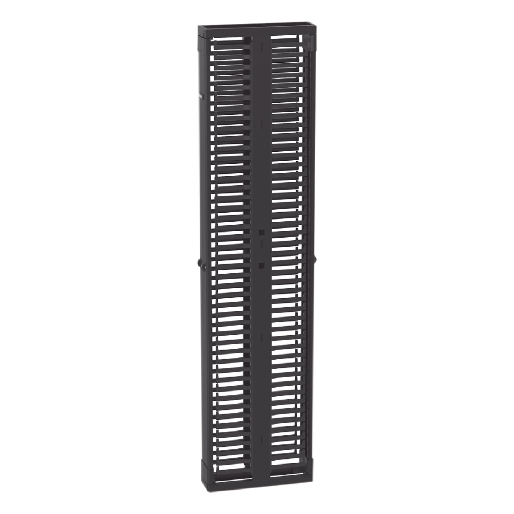 Organizador Vertical de Cables / Alta Densidad 45 RU / Doble Frontal y Posterior / 6 in (152 mm) Ancho / Acero y ABS / Push-to-Close