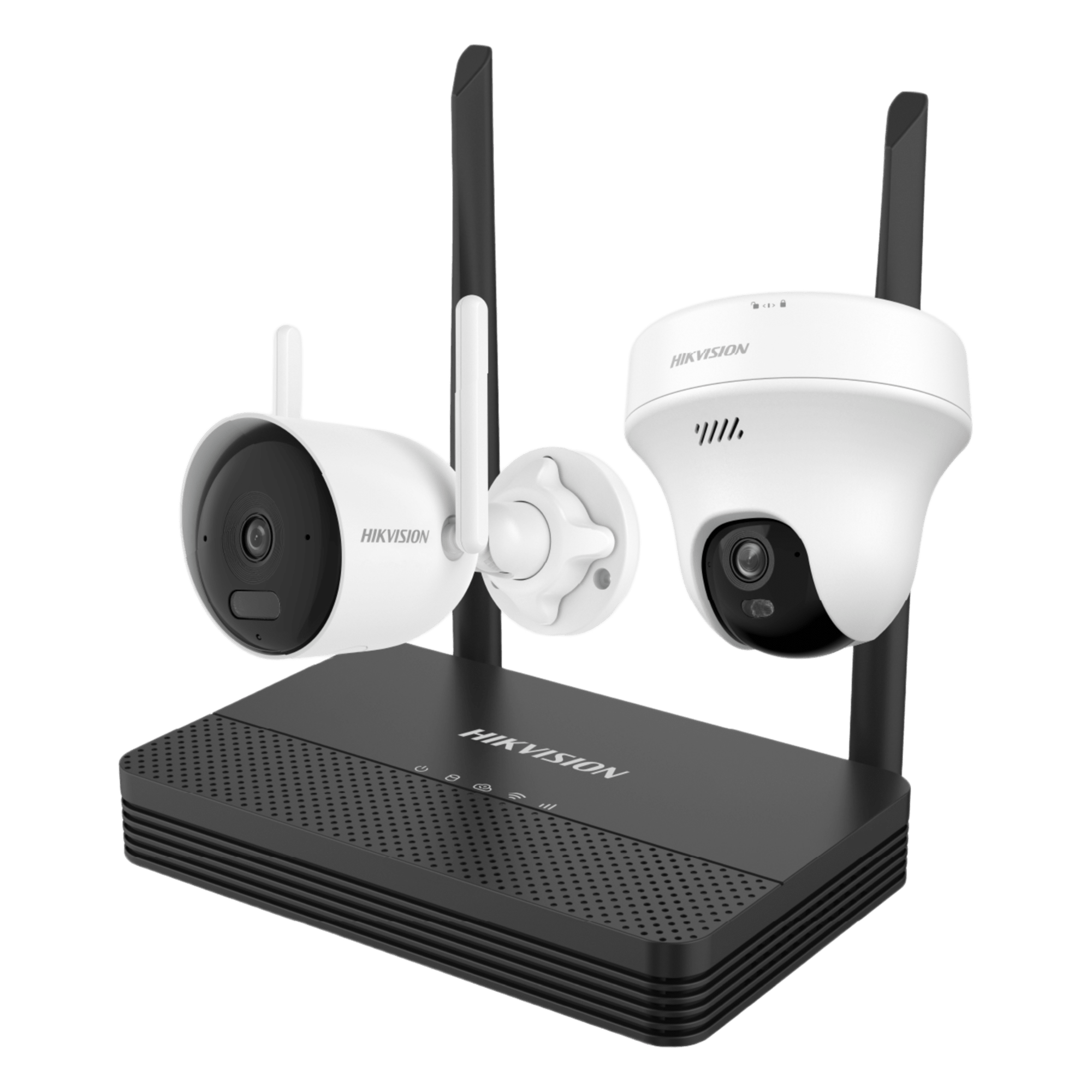 Kit IP Inalámbrico / 4 Megapixel / NVS 4 Canales / 2 Cámaras Wi-Fi / Dual Light IR y Blanco / Audio Bidireccional / IP66 / Micro SD 512 GB — HIKVISION · SKU NKS4245WBTH
