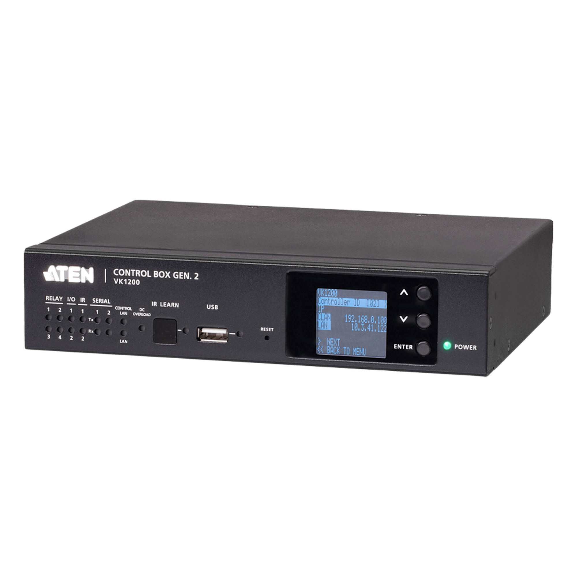 Sistema de Control Compacto / CPU Cuatro Núcleos / 1 GB RAM / LAN Dual Aislada / Resolución 1920x1200 / 10 Usuarios Simultáneos / 1U — ATEN · SKU VK1200