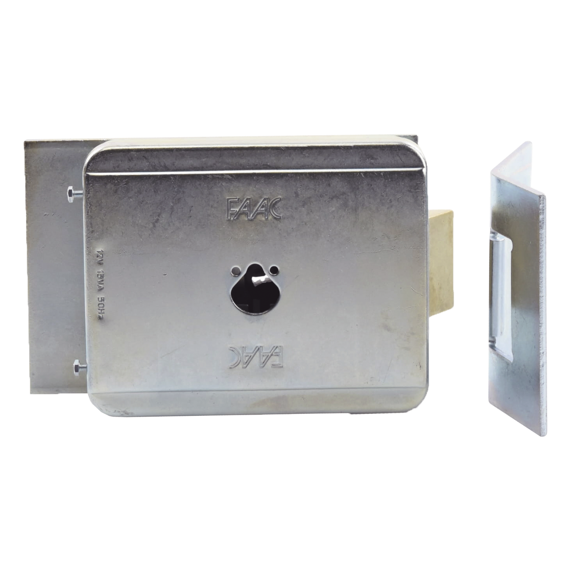 Cerradura Electromecánica / 12 VCA / Placa Suelo / Operación Manual por Cilindros — FAAC · SKU 712650