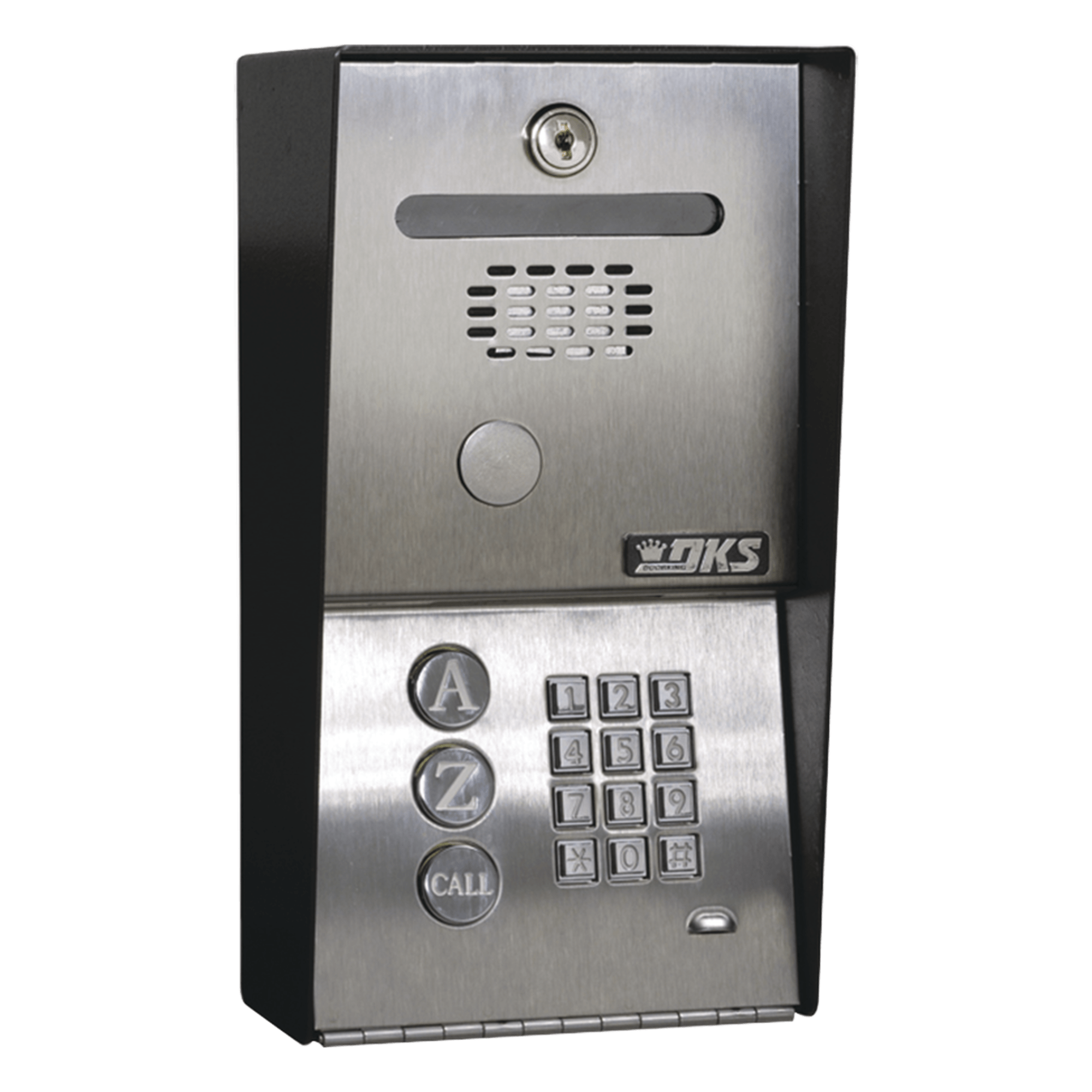 Audioportero Telefónico / 100 Números / Control 2 Puertas / Montaje Sobreponer / Anti Vandálico / Línea Análoga o Digital — DKS DOORKING · SKU 1802-090