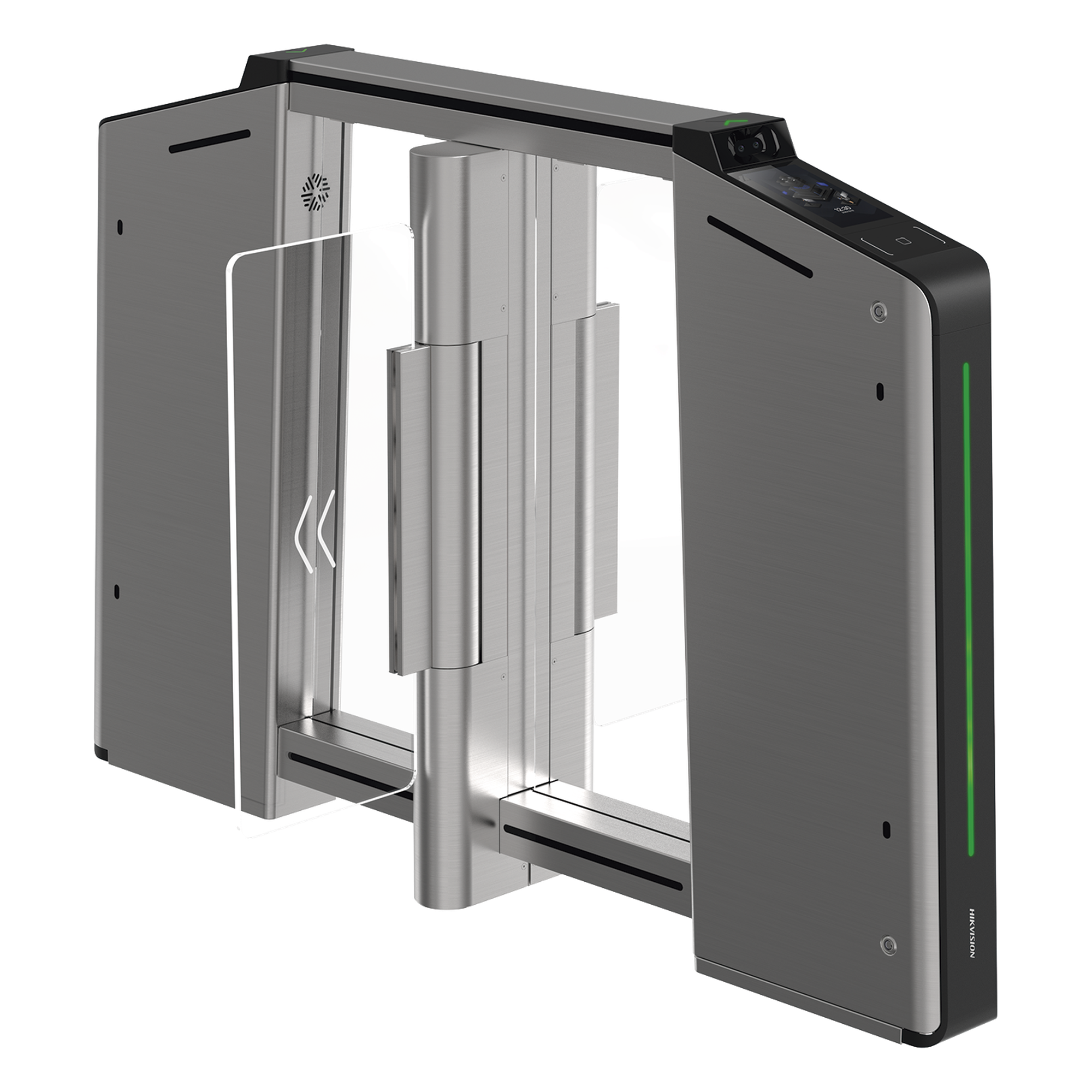 Torniquete Inteligente Central / Reconocimiento Facial Integrado / Acero Inoxidable SUS304 / Carril 65 cm (2.13 ft) / Terminal Central para Expansión de Carriles — HIKVISION · SKU DS-K3B631TX-M/MPIQL-DP65