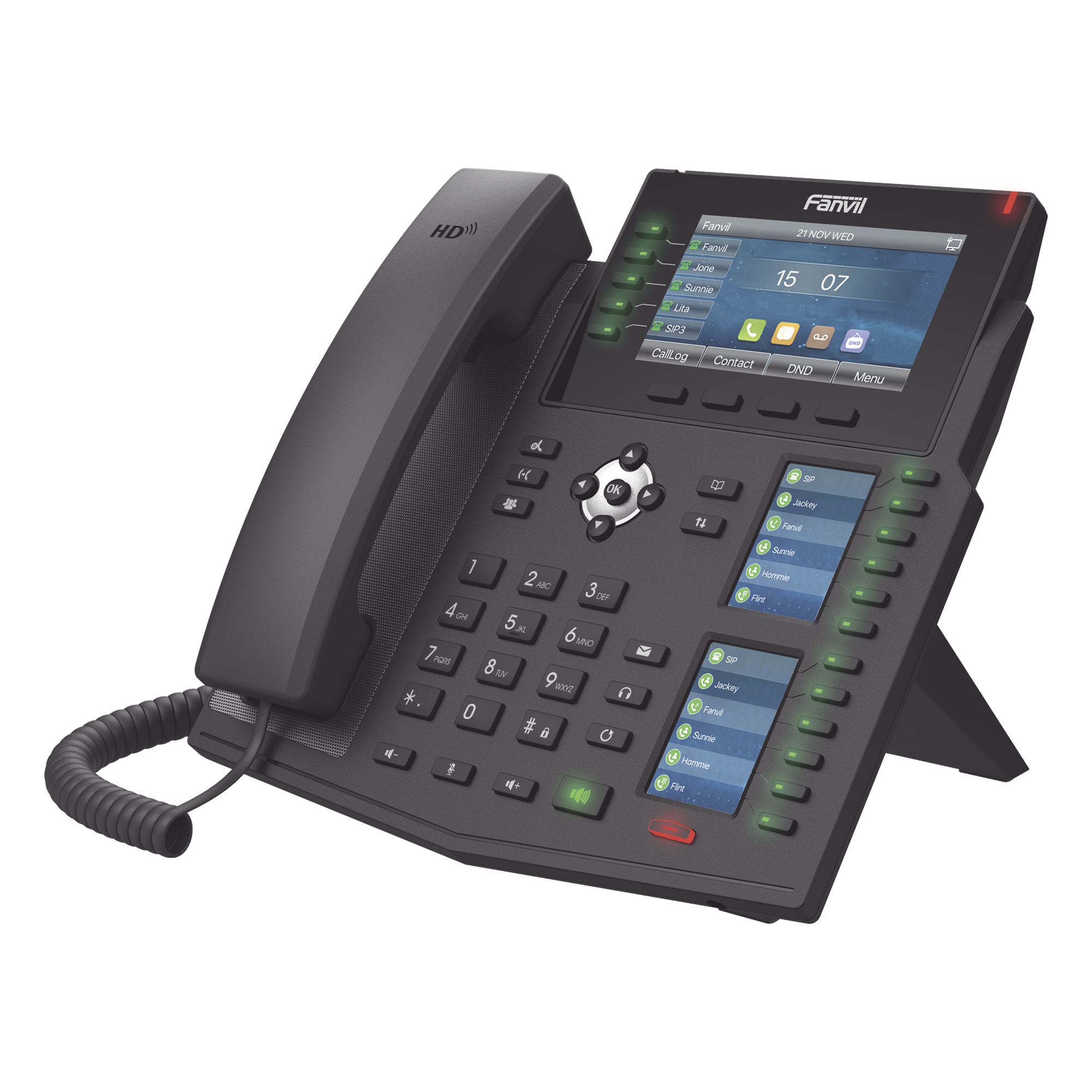 Teléfono IP Empresarial / 20 Líneas SIP / Triple Pantalla Color / Puertos Gigabit / PoE / Bluetooth / Opus — FANVIL · SKU X6U