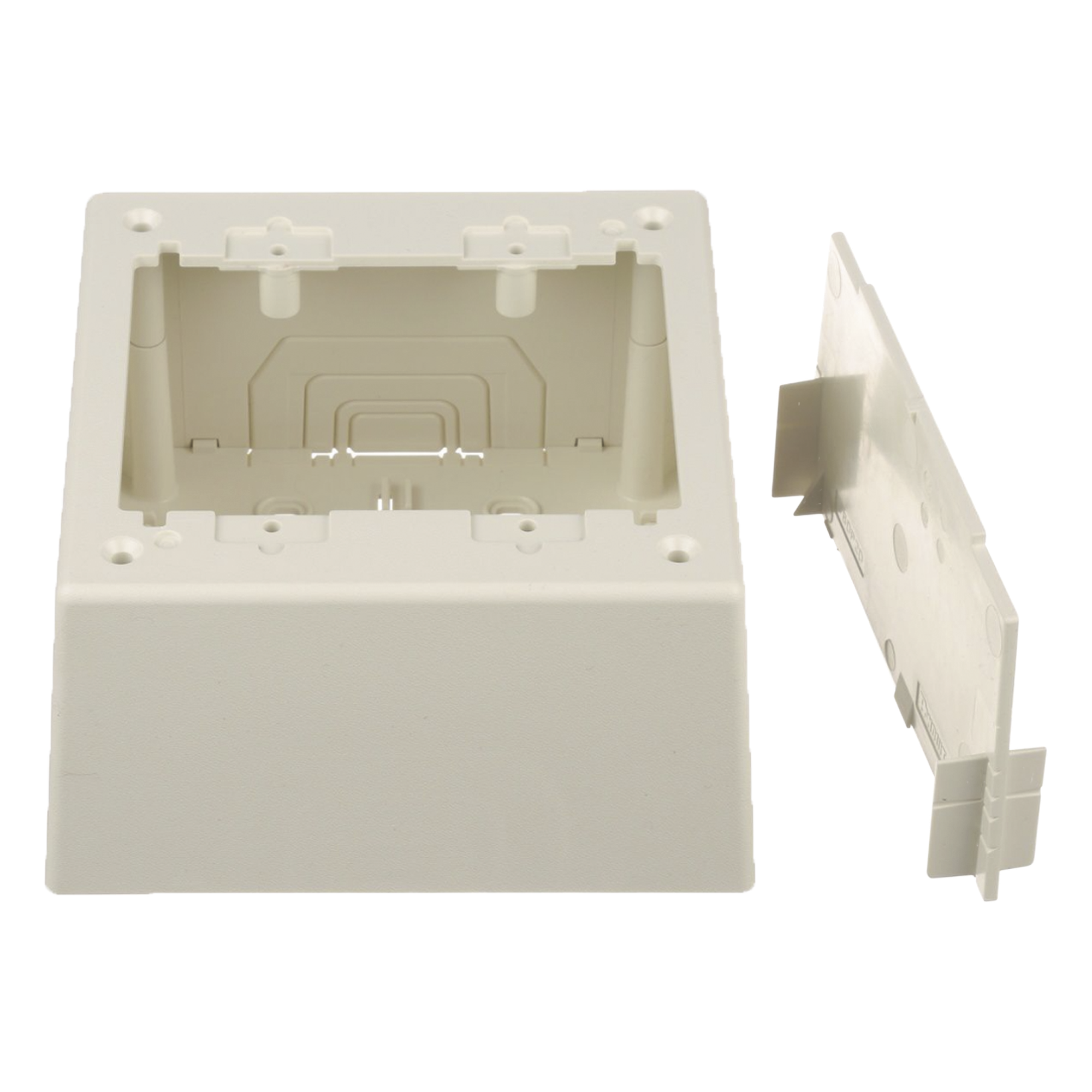 Caja de Pared Superficial Doble / PVC Autoextinguible / 5.19 x 5.19 x 2.75 in (131.9 x 131.9 x 69.8 mm) / Blanco Mate