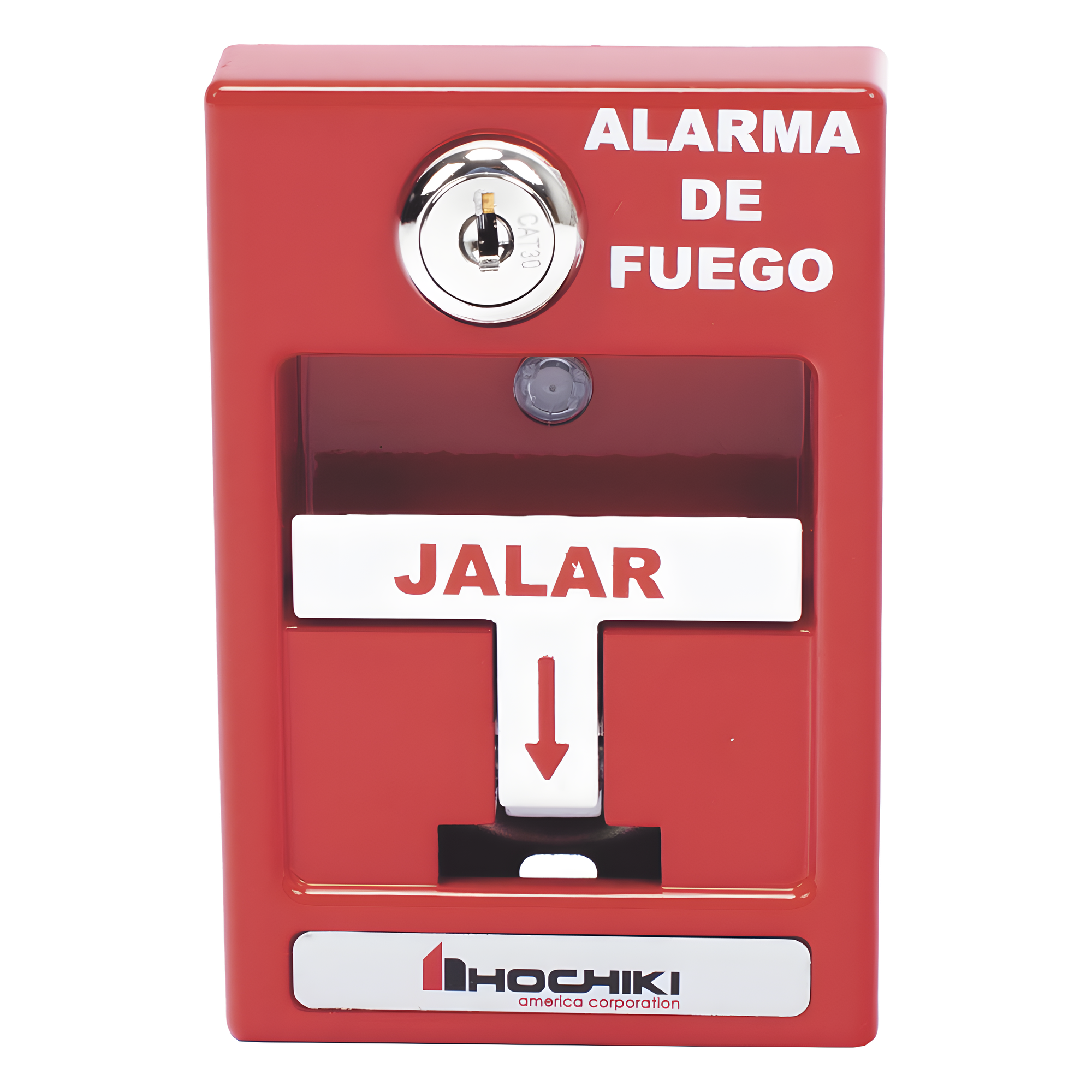 Estación Manual Direccionable / Acción Simple / Cerradura con Llave / LEDs Bicolor / Construcción Metálica / 14 AWG — HOCHIKI · SKU DCP-AMS-KL/S