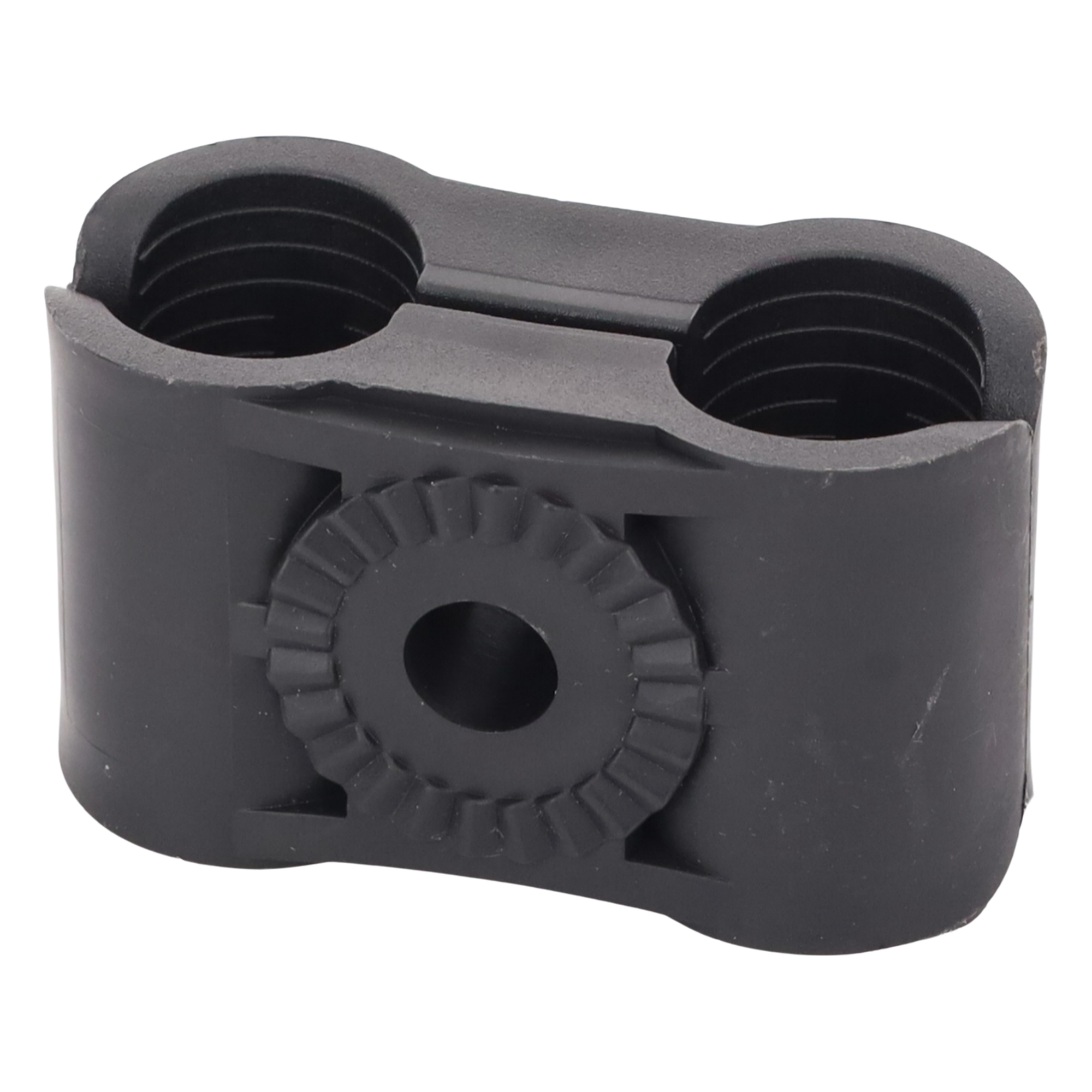 Sujetador Plástico para Cable Coaxial / Doble Fijación / 5/8" / Varilla Roscada 3/8" o M10 / ISO 9001:2015 y RoHS