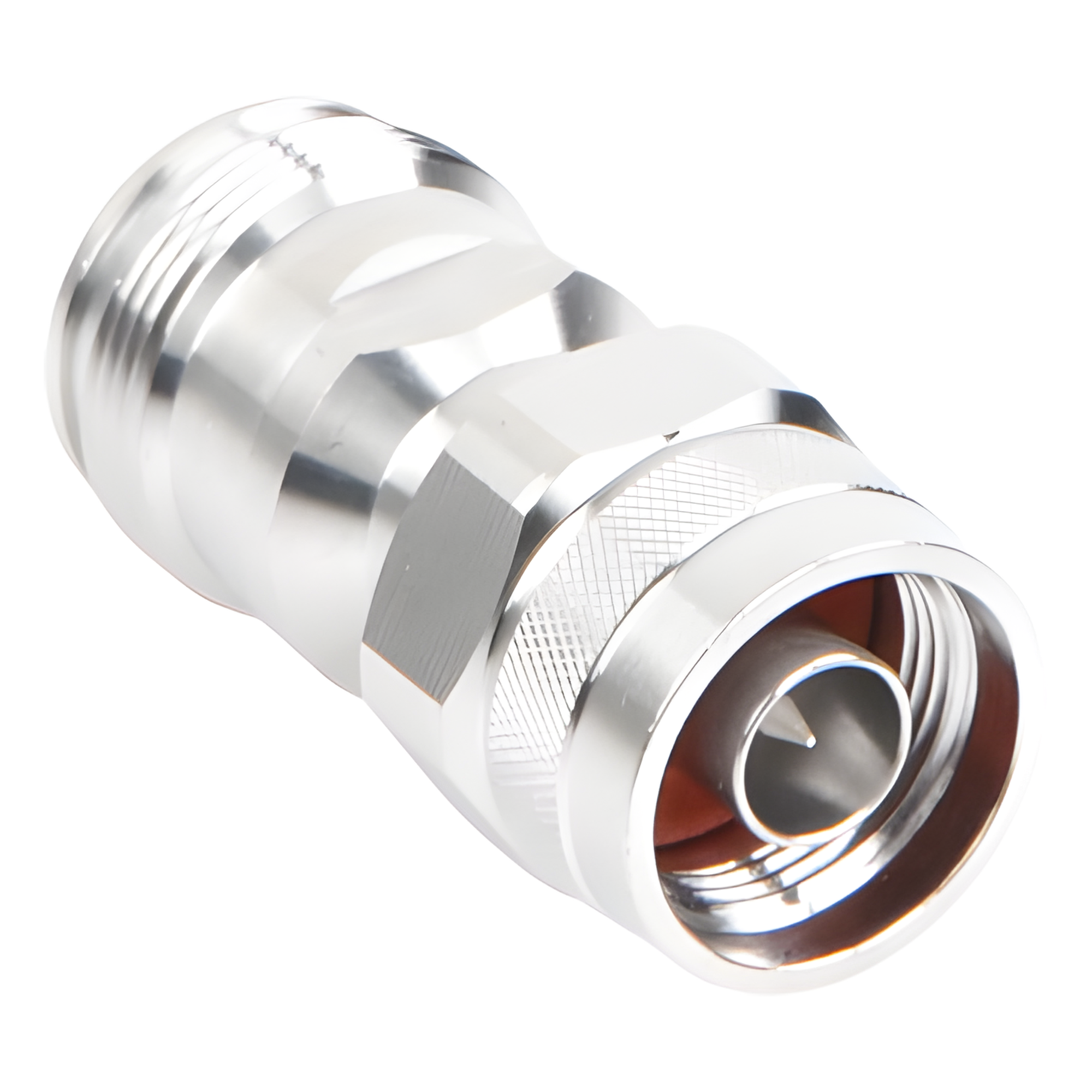 Adaptador RF en Línea / 4.3-10 Hembra a N Macho / 50 Ohm / 5,500 MHz / VSWR 1.10:1 / PIM -160 dBc