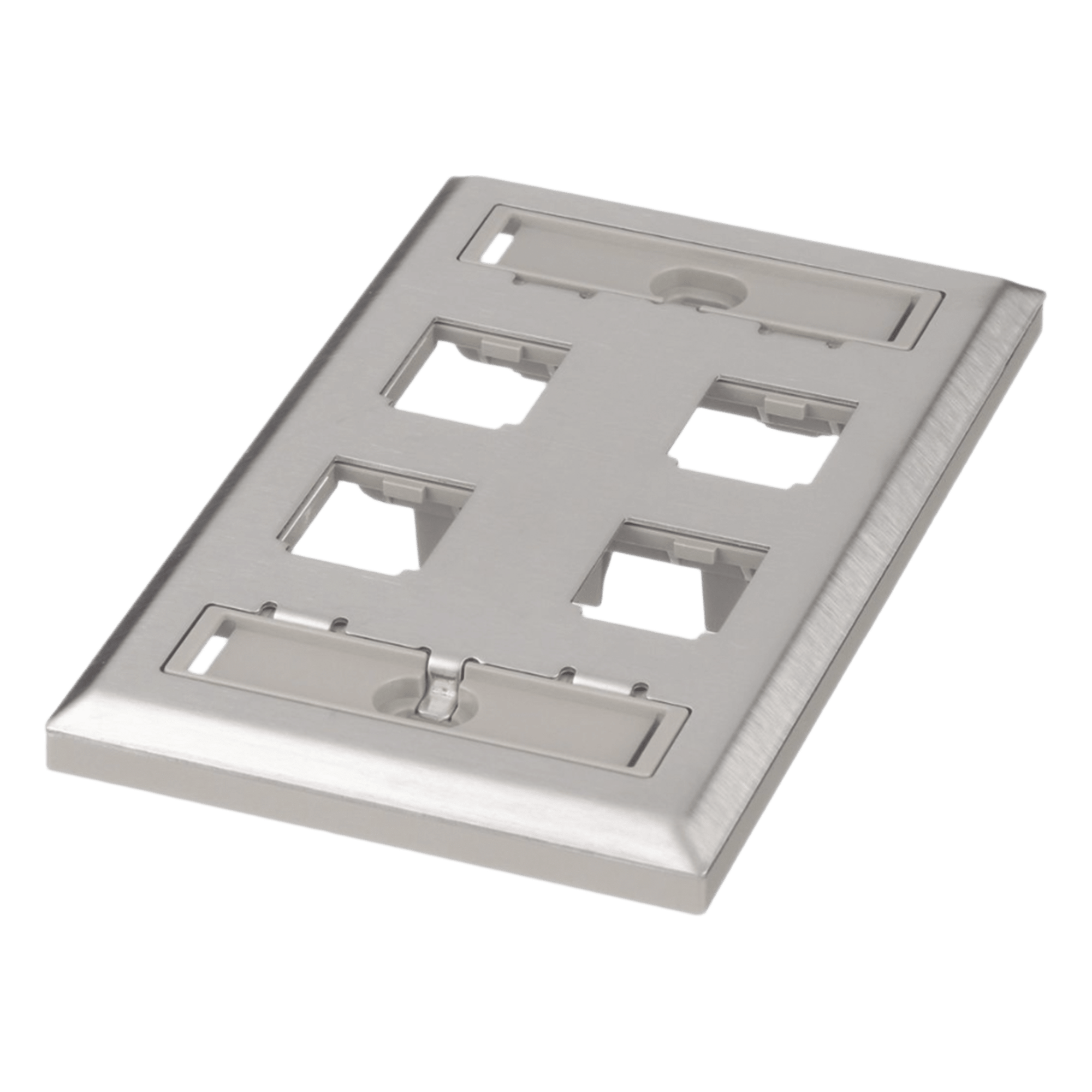 Placa de Pared Vertical / Acero Inoxidable Grado 304 / 4 Puertos Mini-Com / 69.8 x 114.3 mm / 2.75 x 4.5 pulg. — PANDUIT · SKU CFPL4SY
