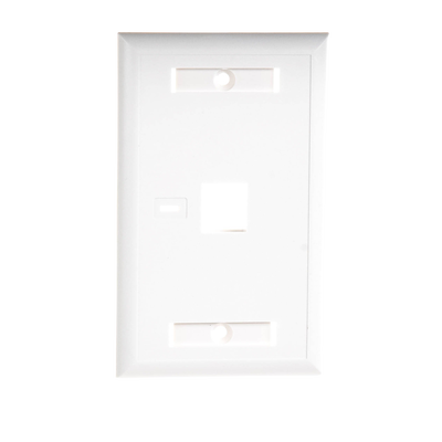 Placa de Pared de 1 Puerto, Keystone, con Espacio para Etiqueta, Color Blanco